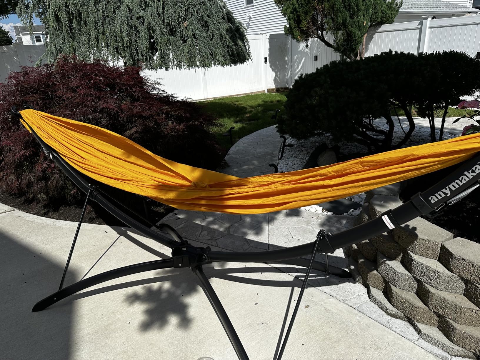 anymaka Set Up in 3 Seconds Adjustable Portable Aluminum Alloy Hammock Stand for Outside with Chair Mode & Lounge Mode up to 105'' (Hammock Set Forest Green-1) customer photo 1