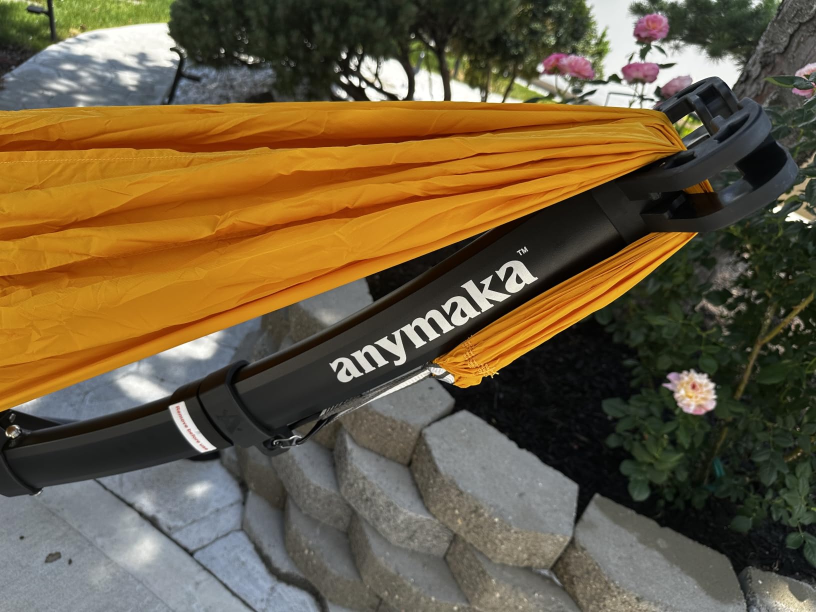 anymaka Set Up in 3 Seconds Adjustable Portable Aluminum Alloy Hammock Stand for Outside with Chair Mode & Lounge Mode up to 105'' (Hammock Set Forest Green-1) customer photo 2