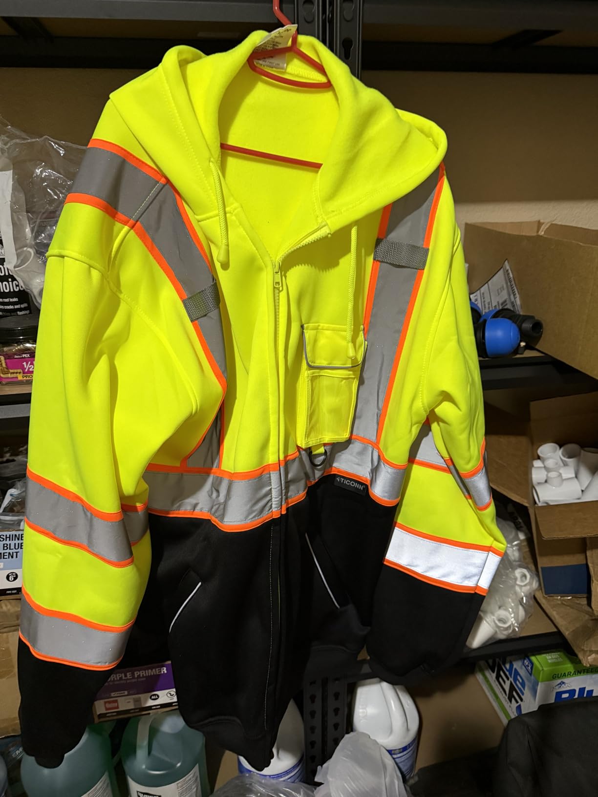 TICONN Safety Hoodie Jacket, High Vis Reflective Safety Fleece Hoodie, PPE Gear for Cold Weather Meet ANSI III customer photo 2