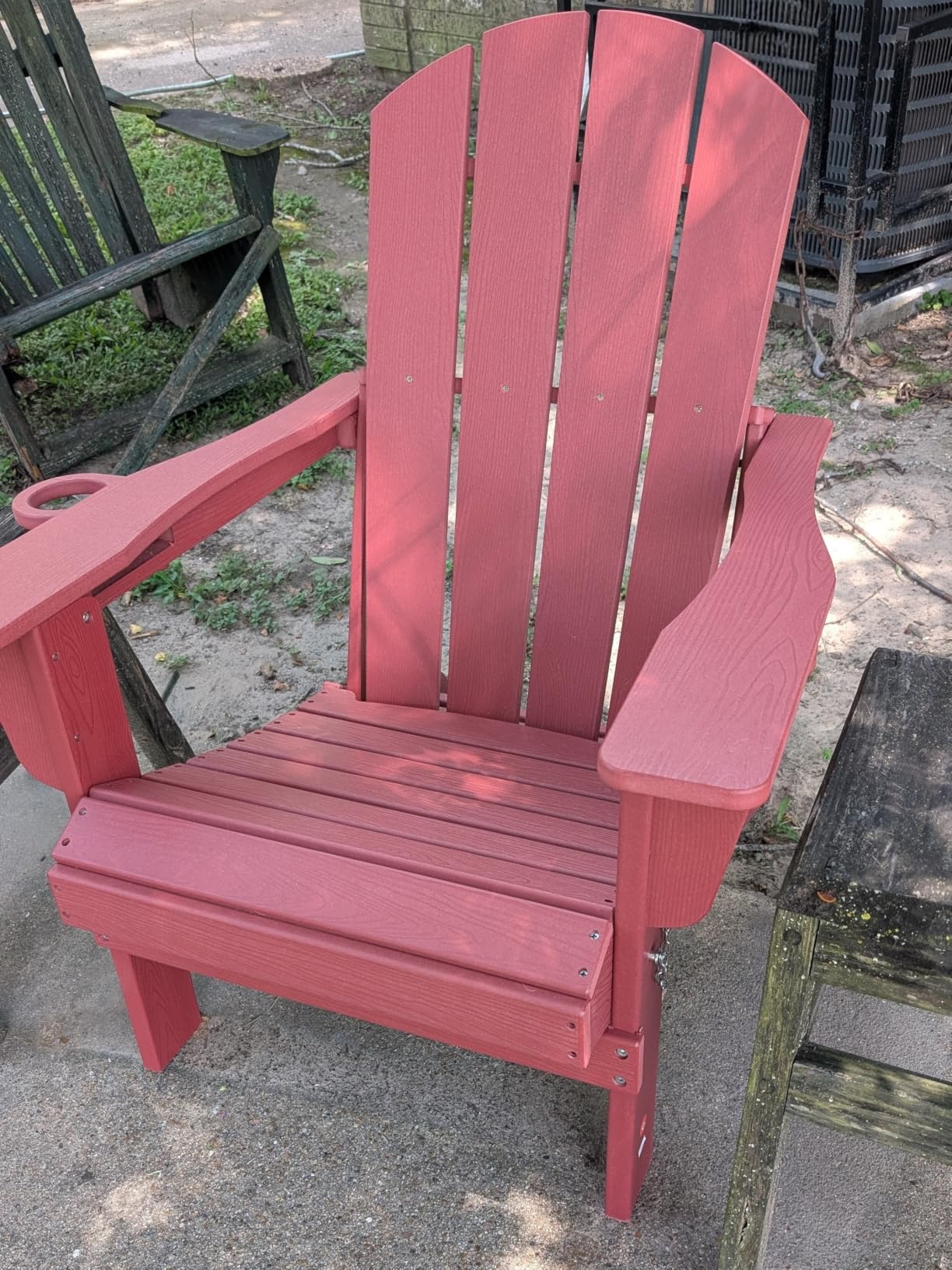 Folding Adirondack Chair, HDPE Adirondack Chairs Set of 2, Plastic Outdoor Chairs - Looks Exactly Like Real Wood, Navy customer photo 2