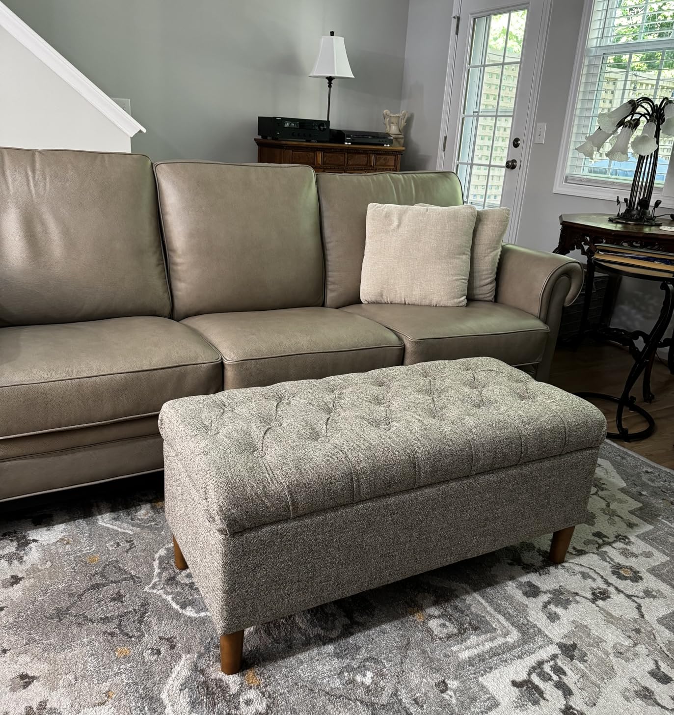 Homepop Home Decor | Tufted Ainsley Button Storage Ottoman Bench with Hinged Lid | Ottoman Bench with Storage for Living Room & Bedroom, Gray Woven W000995661 customer photo 1