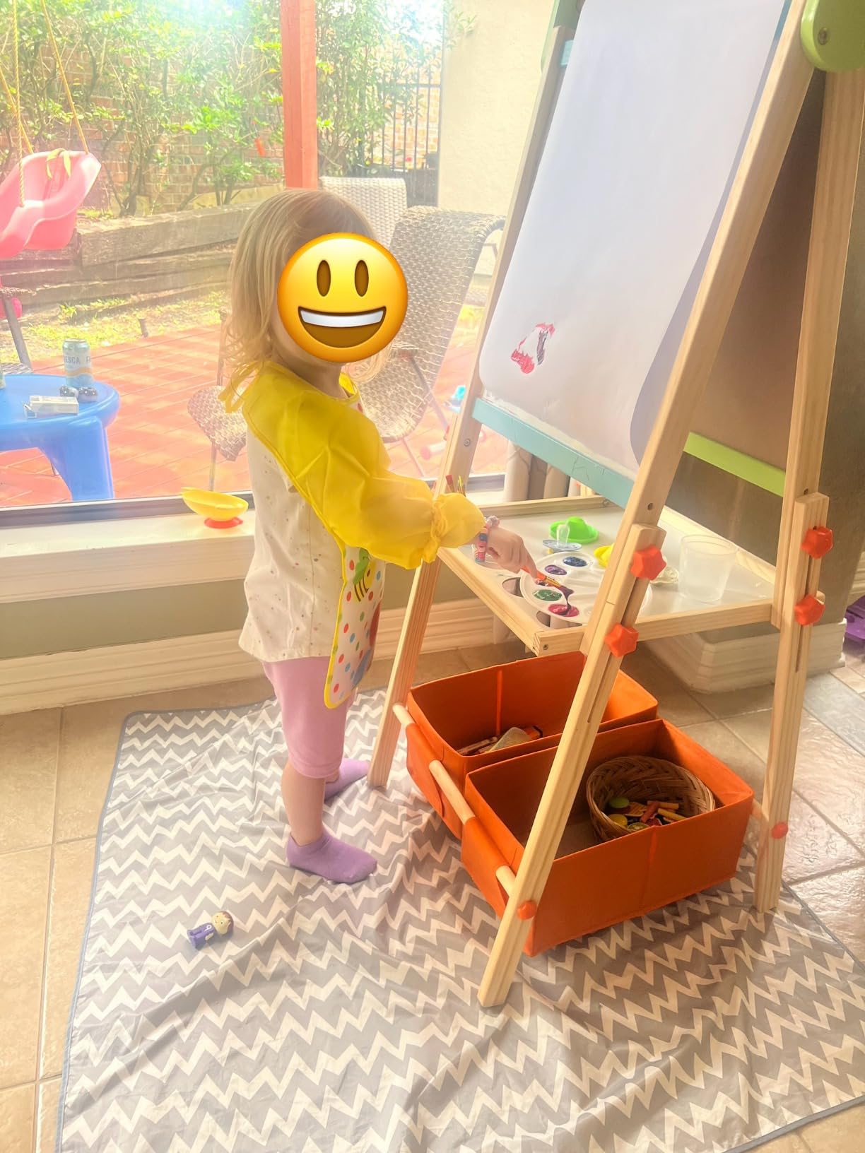 Kids Easel Including 100+ Accessories, Rundad Double Sided Wooden Easel for Kids Age 3-8 with Magnetic Chalkboard & Painting Board, Free Height Adjustable Art Easel Supplies for Toddlers customer photo 2