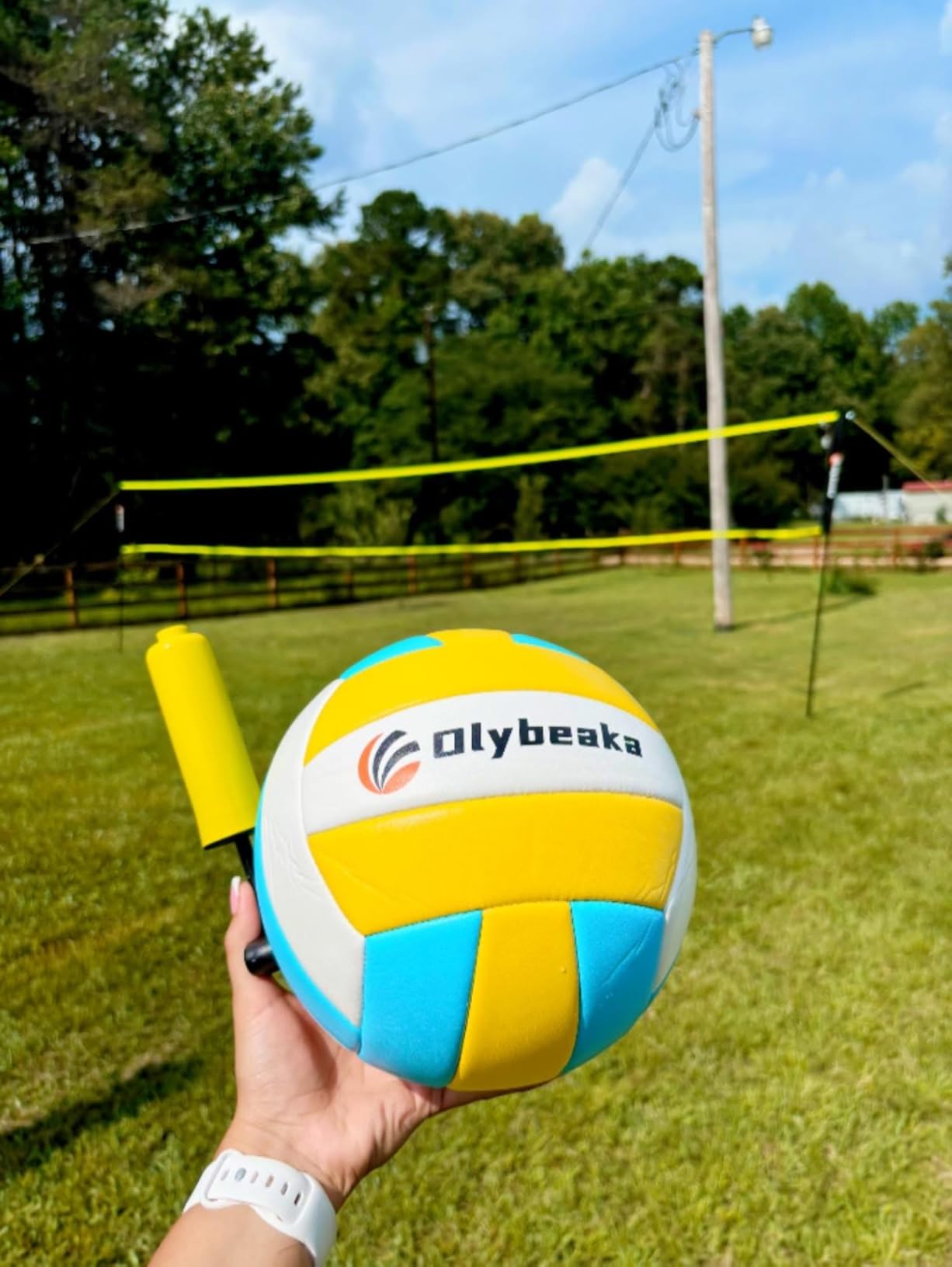 32ft Regulation Size Portable Outdoor Volleyball Net Set System for Backyard Beach customer photo 1