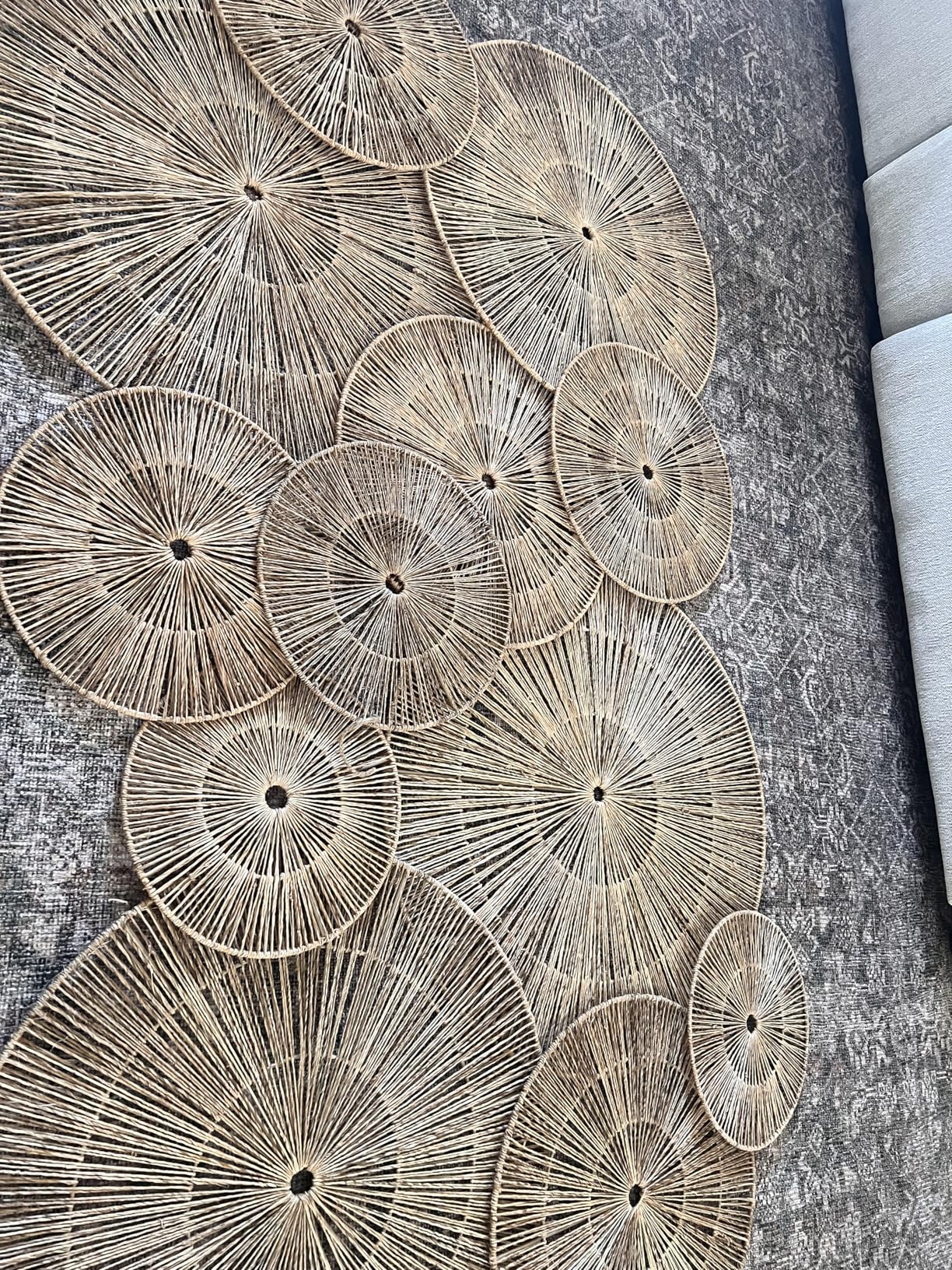 CHI AN HOME Wicker 23 Inch Jute Wall Decor Baskets, Set of 6 Extra Large Woven Jute Wall Plates, 23