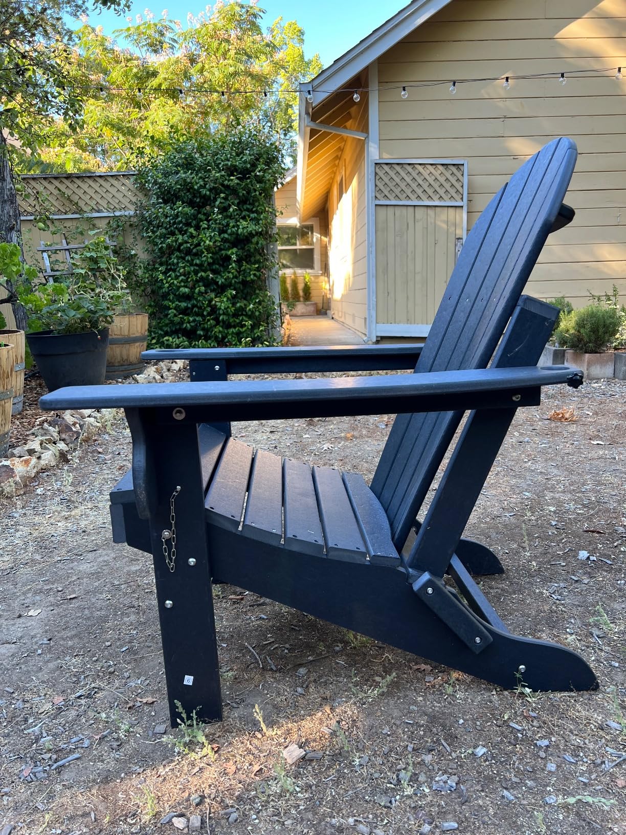 Folding Adirondack Chair, 25 Year Fade Proof Recycled HDPE Oversized Fire Pit Chair, 400 LBS Weight Capacity with Cup Holder, Wood Texture customer photo 1