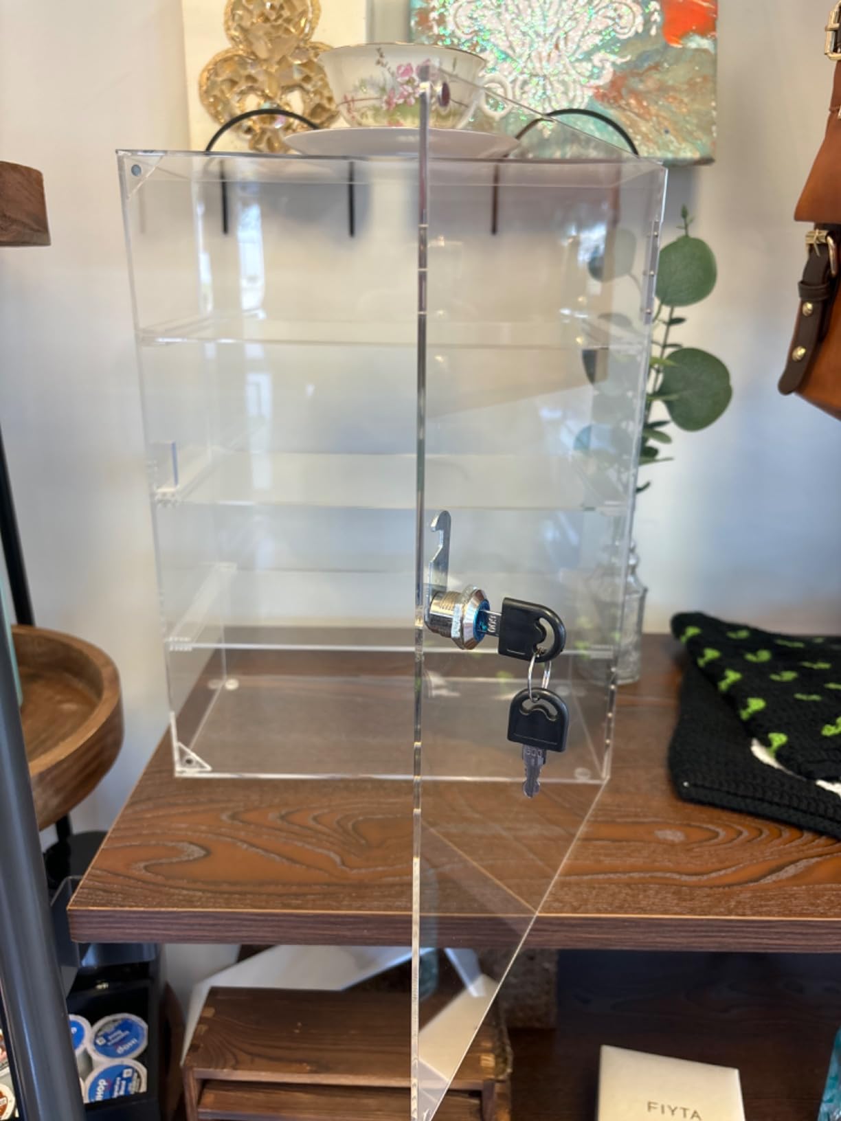 4 Shelf Clear Acrylic Display Case with Lock and Keys, Locking Display Cases for Collectibles, Acrylic Display Cabinet with Shelves for Collectibles Office Retail Store 11.8 X 5.9 X 15.7 Inch customer photo 2
