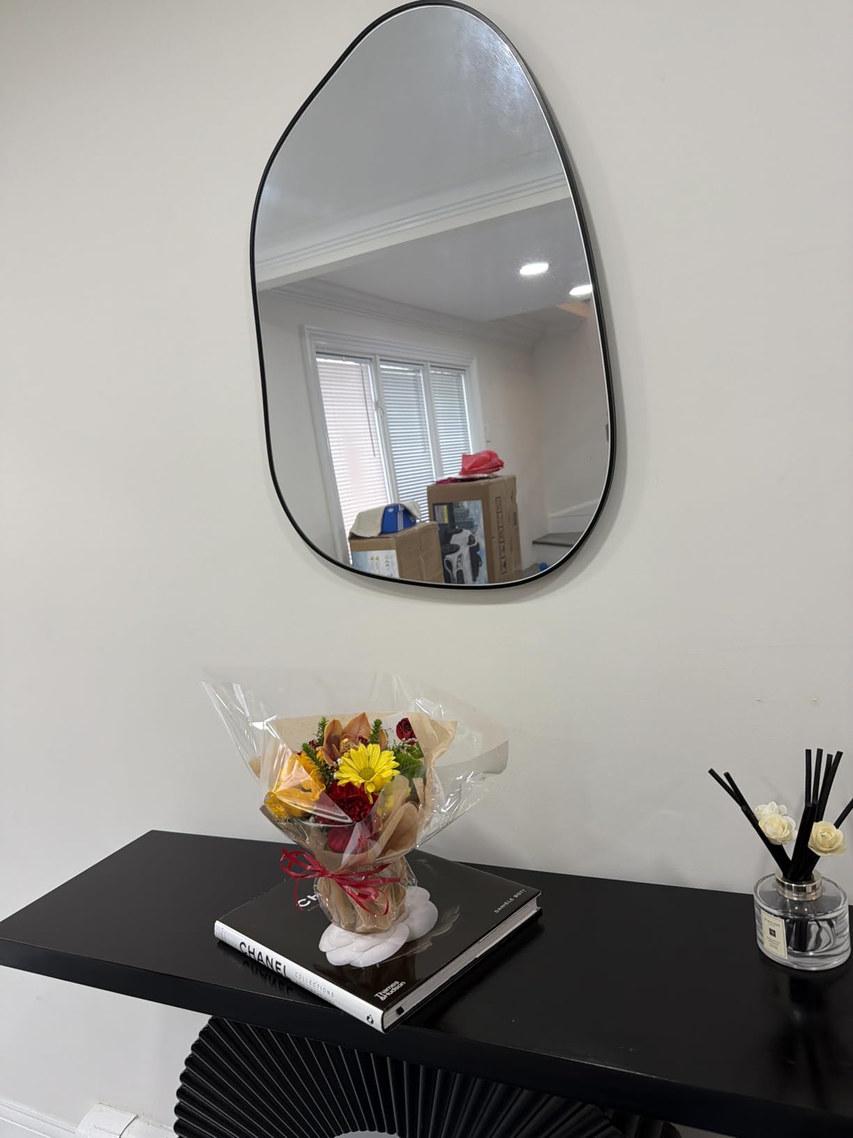 PERFNIQUE Irregular Wall Mirror Asymmetrical Mirror, 32''x24'' Gold Mirror for Bathroom Bedroom Living Room Entryway, Decorative Modern Boho Decor, Wall Mouted(Gold, 32''x24'') customer photo 2