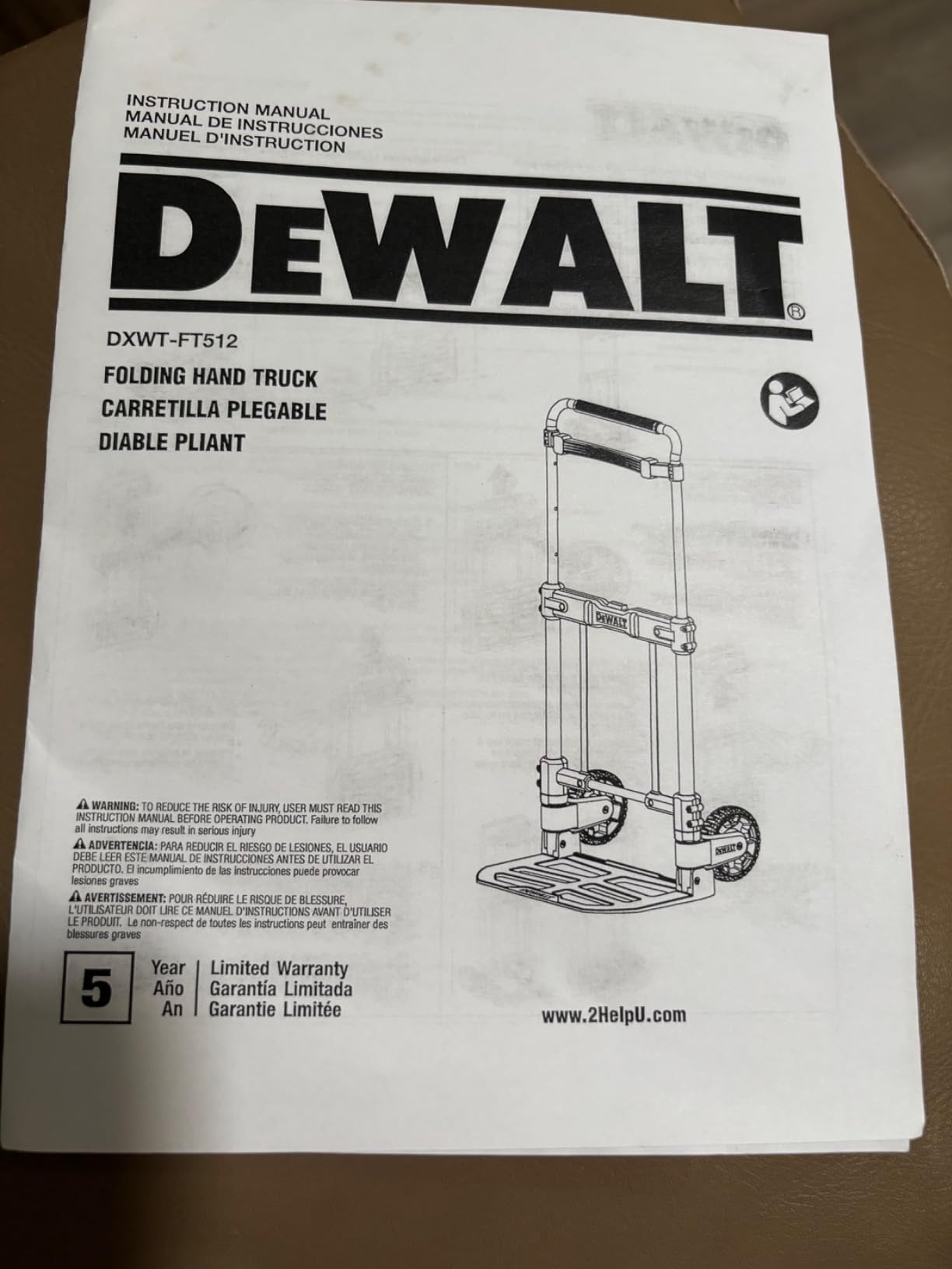 DEWALT Folding Hand Truck and Moving Dolly, 420-lb Capacity Utility Cart, Heavy-Duty Steel Frame, Telescoping Handle, Flat-Free 7-inch Wheels customer photo 1