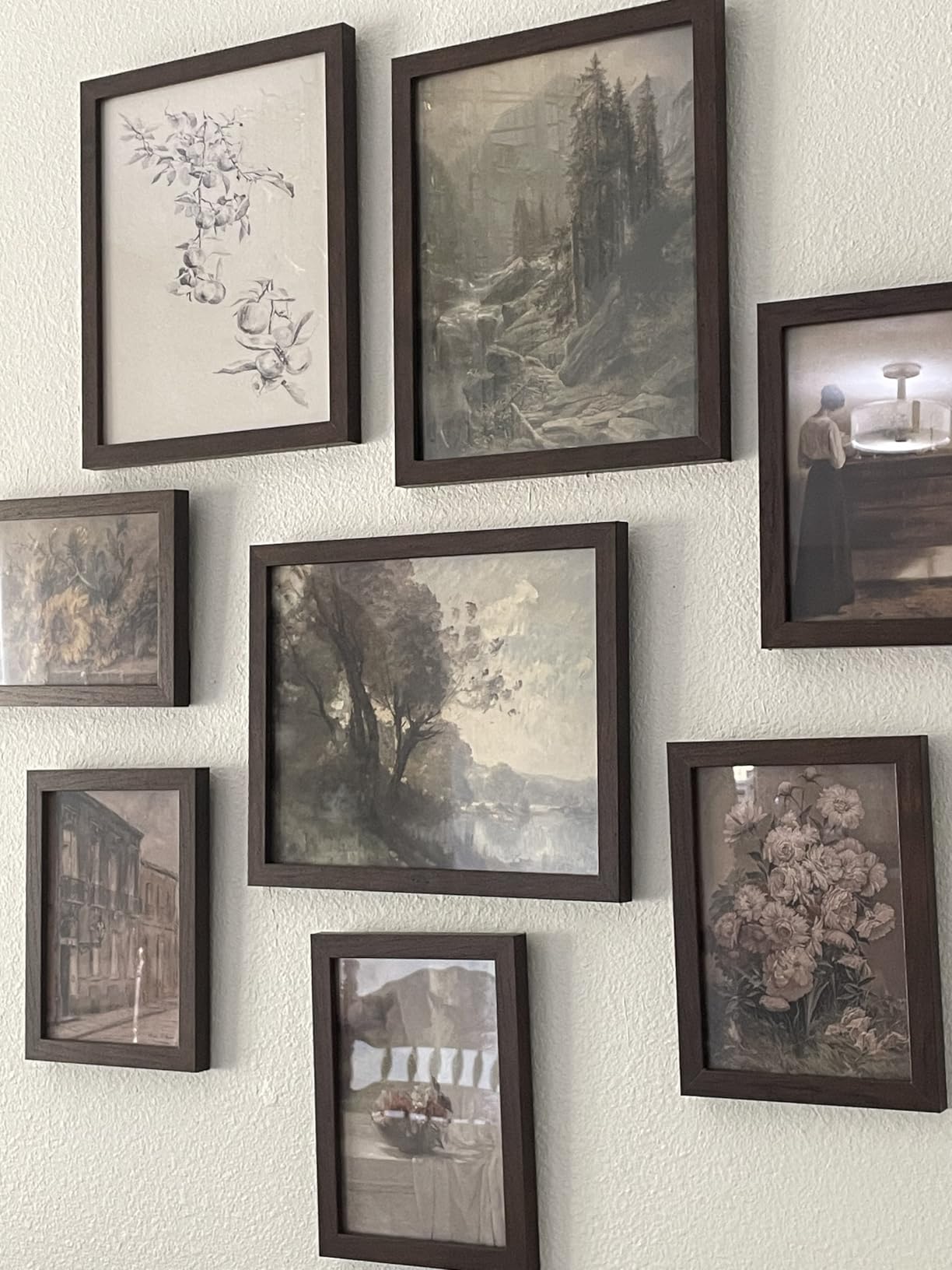 16 PCS Framed Vintage Wall Art Decor, French Country Farmhouse Gallery Wall Frame Set Prints for Bedroom Bathroom, Rustic Landscape Posters for Living Room Aesthetic, Cottagecore Dorm Home Collage Kit customer photo 1
