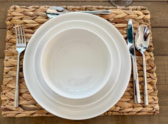 MALACASA 12 Pieces Porcelain Dinnerware Set, Chip Resistant Ceramic Dish Set, Service for 4, White, Series LUNA customer photo 2