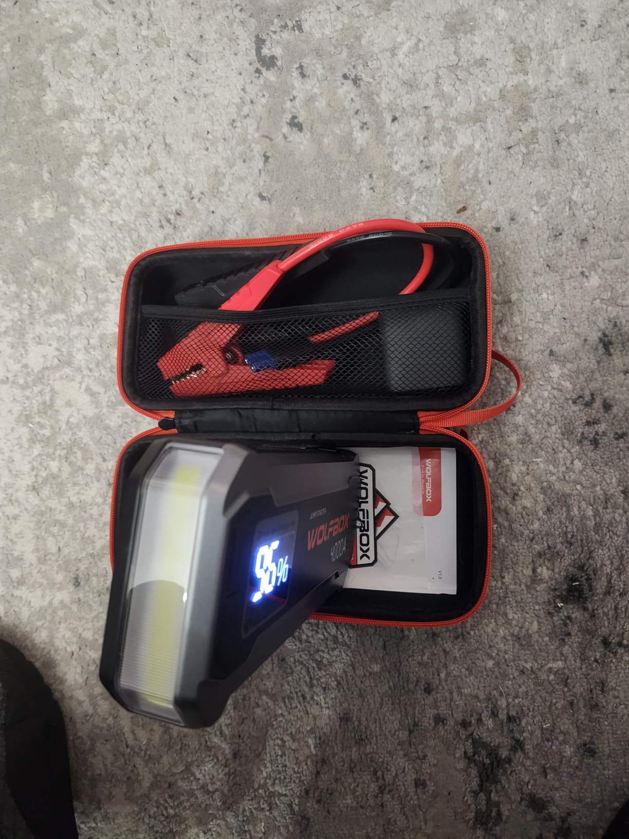 WOLFBOX 4000A Jump Starter,12V Car Battery Jumper Starter Portable with 65W Quick Charger,LED Display,88.8Wh Booster Jump Box Pack (10L Gas 10L Diesel Engine) with LED Light,Jumper Cables, MV24 customer photo 2
