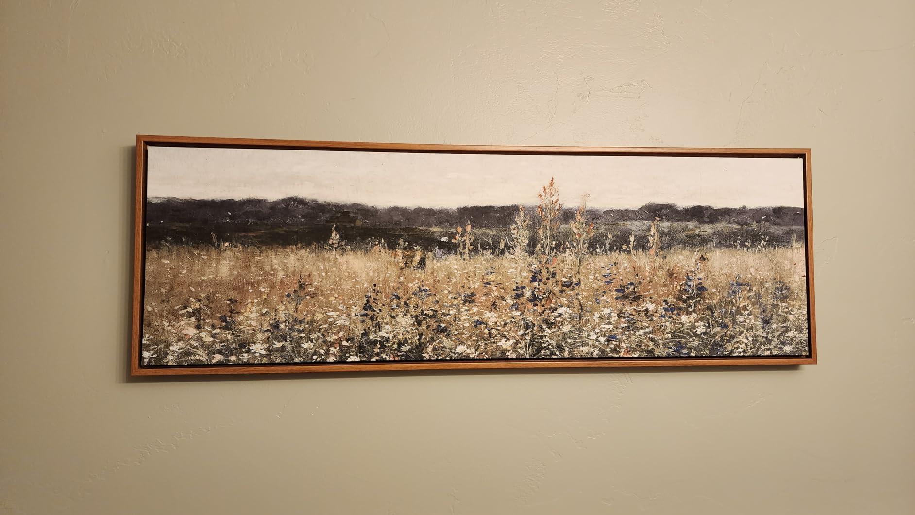 InSimSea Extra Large Framed Vintage Wall Art, Living Room Country Farmhouse Decor, Flower Meadow Landscape Paintings, Canvas Prints, Retro Scenery Long Pictures for Bedroom Above of Bed, 20x40inch customer photo 1