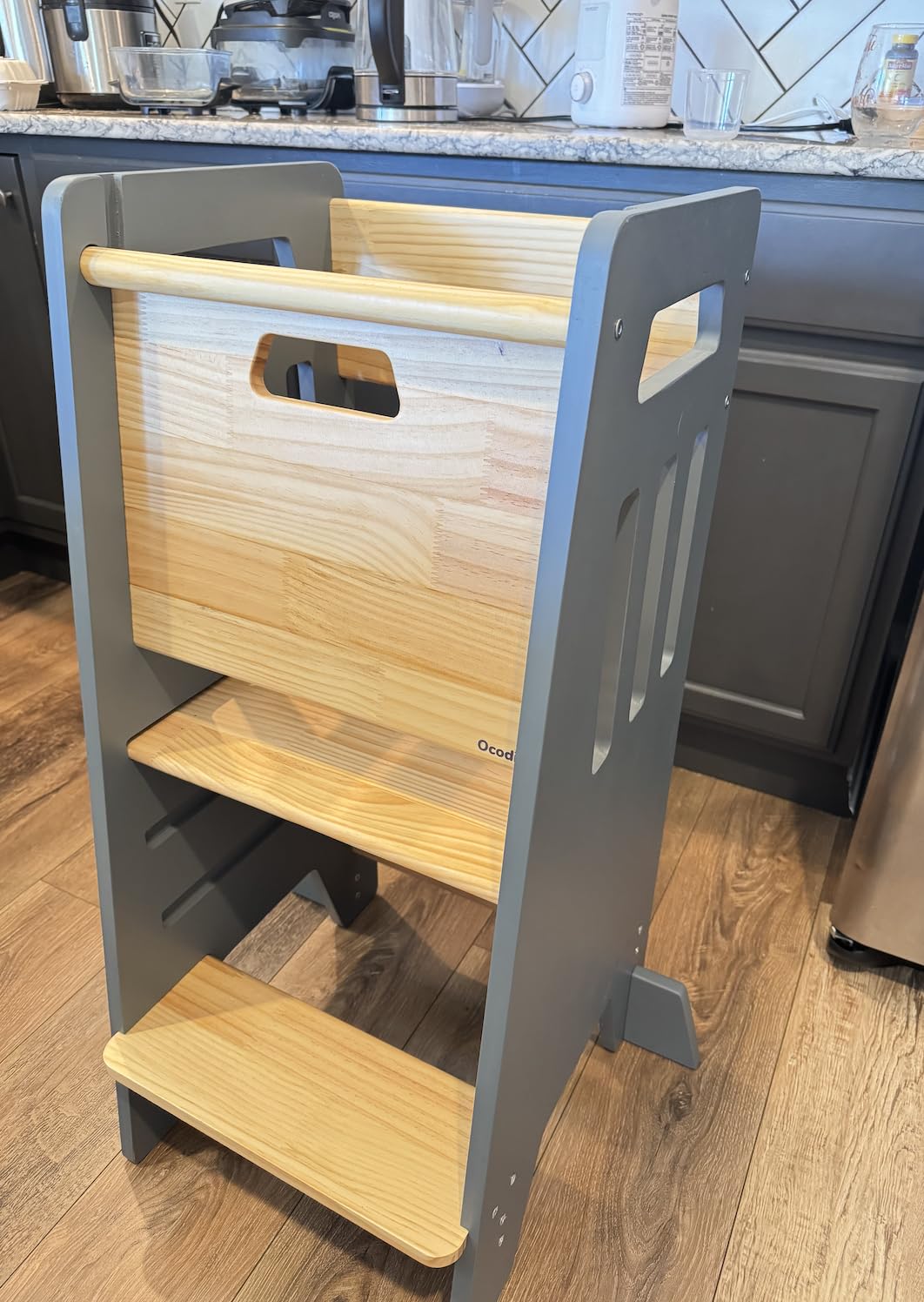 OCODILE Toddler Tower with a Sliding Door and 3 Adjustable Heights - Safe Toddler Kitchen Step Helper with Support Feet - Updated Design for 18+ Months to 6-Year-Old Kids customer photo 1