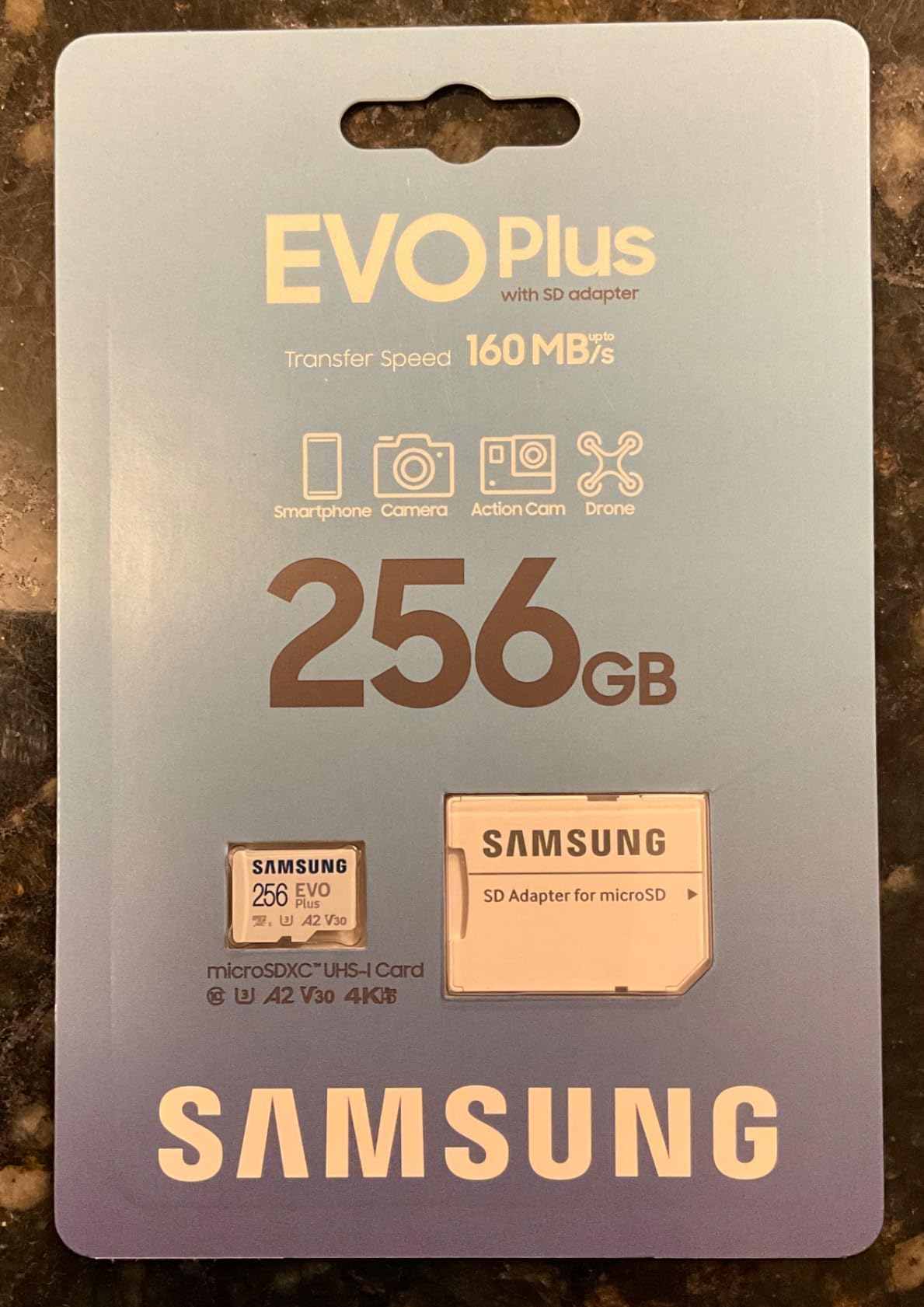 Samsung EVO Plus microSD Memory Card + Adapter, 256GB microSDXC, Speeds Up to 160 MB/s, UHS-I, C10, U3, V10, A3, MB-MC256SA/AM customer photo 2