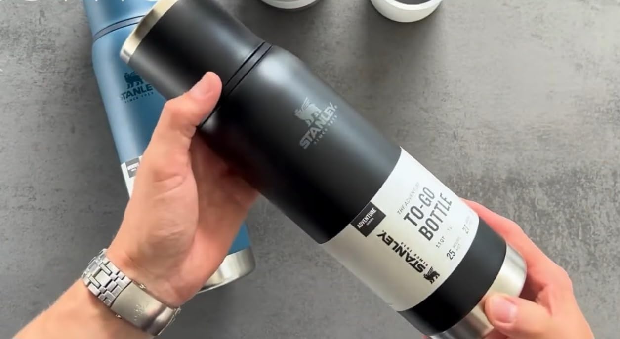 Stanley Adventure-To-Go Vacuum Bottle 1.1 qt | Wide Mouth with Leakproof Cup Lid | Keep Drinks Hot or Cold | Packable for Travel | Insulated Stainless Steel Thermal Bottle | BPA-Free | Frost customer photo 1