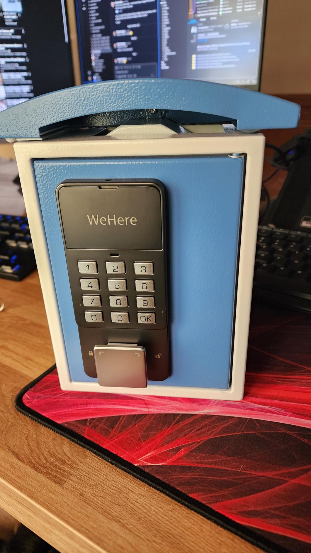 WeHere Key Lock Box Wall Mount with Key Drop Slot, Smart Digital Lockbox, OTP/APP Bluetooth/Wi-Fi/Fixed Code/Key Unlock, Key Safe Security Storage for House Outside, Realty Business, Apartment, Store customer photo 1
