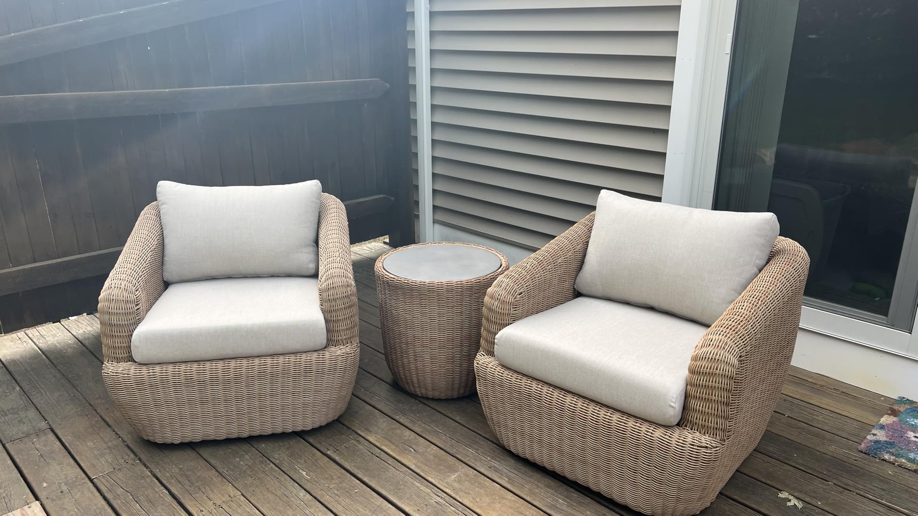 CHITA 5 Pieces Patio Wicker Furniture Set, Outdoor Rattan Bistro Set with Removable Thickened Cushions, Fully Assembled customer photo 1