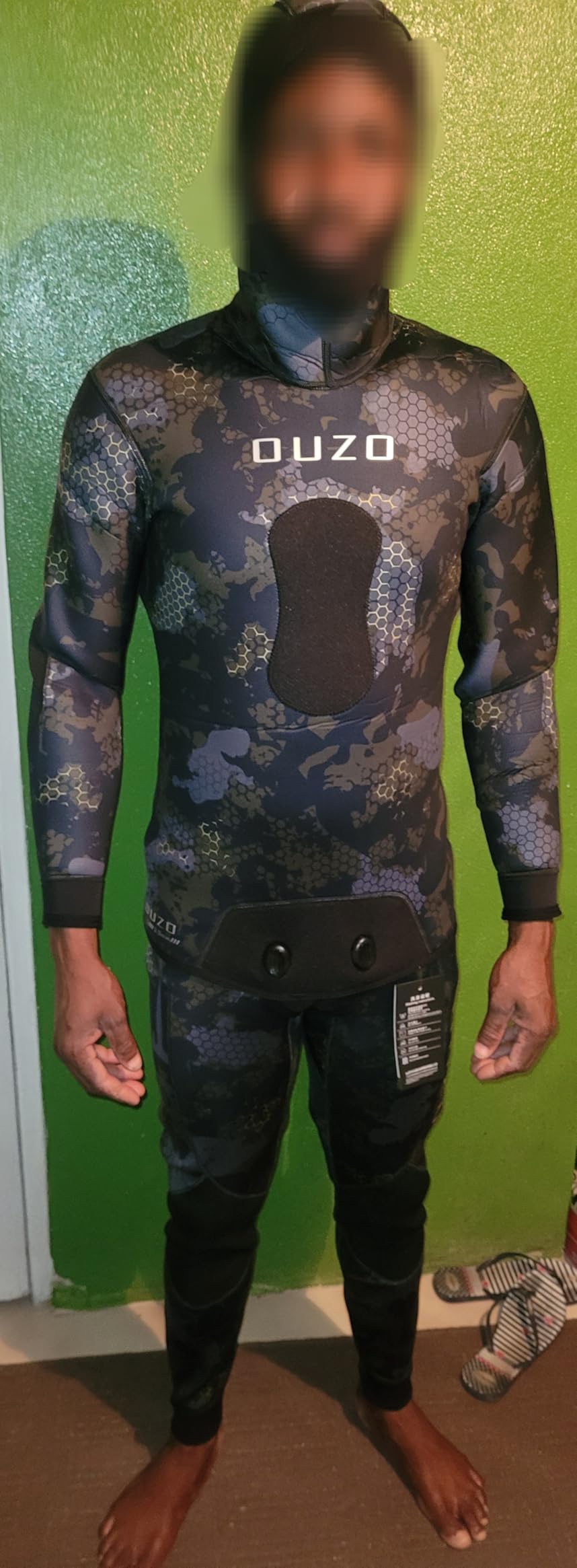 3MM Neoprene Spearfishing Wetsuit with Hooded, 2 Pieces Long Sleeve Camouflage Hunting Diving Suit with Loading Chest Pad for Cool Water Freediving customer photo 2