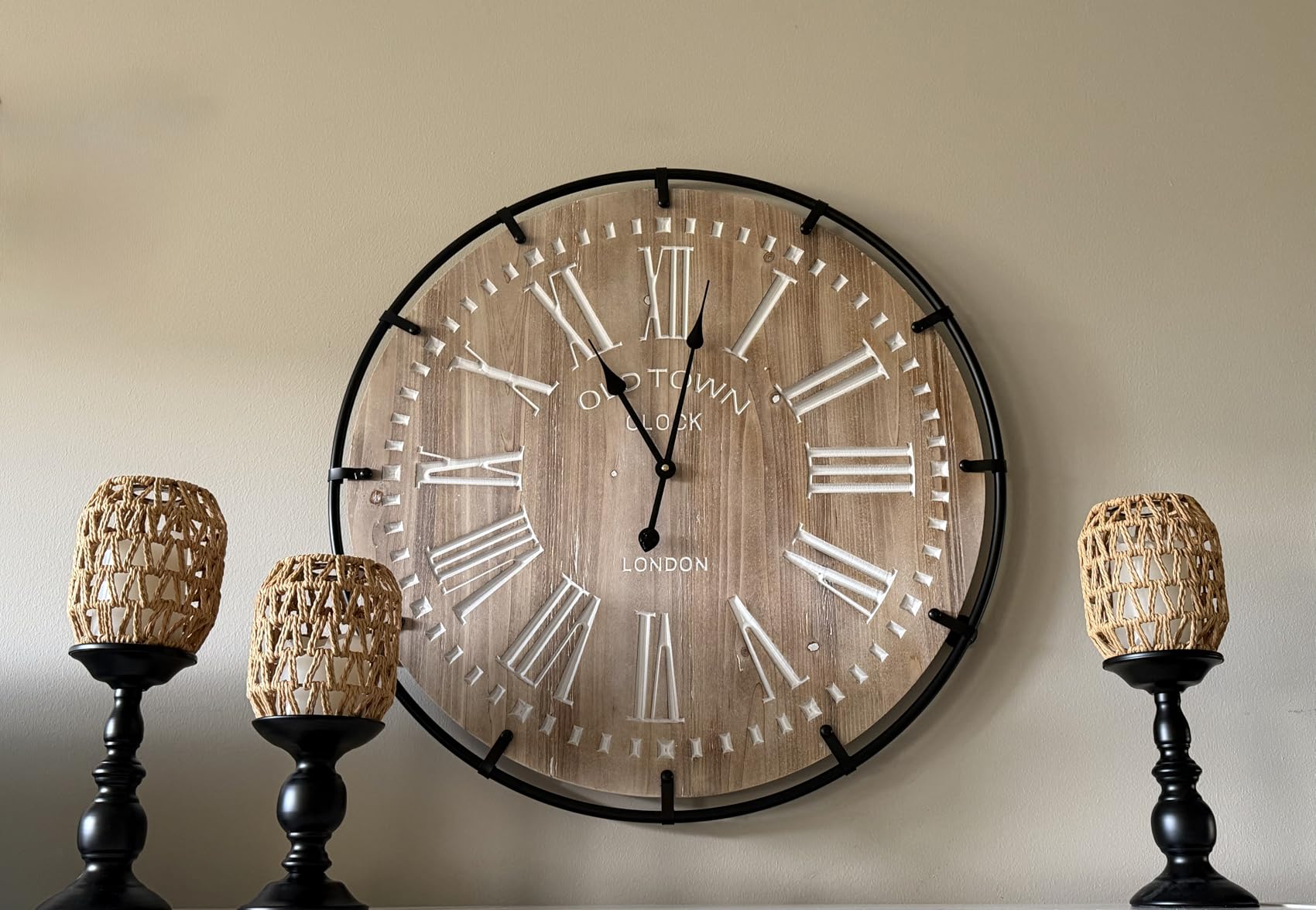 EMAX HOME 30 Inch Extra Large Wall Clock - Farmhouse Rustic Wood & Metal Design Silent Non-Ticking Battery Operated Decorative Oversized Clock for Living Room, Kitchen, Office & Bedroom customer photo 1