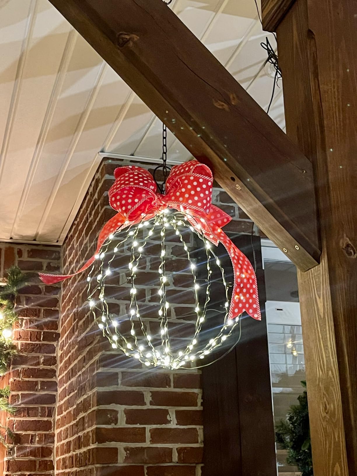 Joomer 2 Pack Christmas Ball Lights, 13IN & 11IN Foldable Metal Sphere Light, Connectable Waterproof 8 Modes with Timer, Hanging Tree Globe Lights for Holiday Christmas Decorations (Warm White) customer photo 1