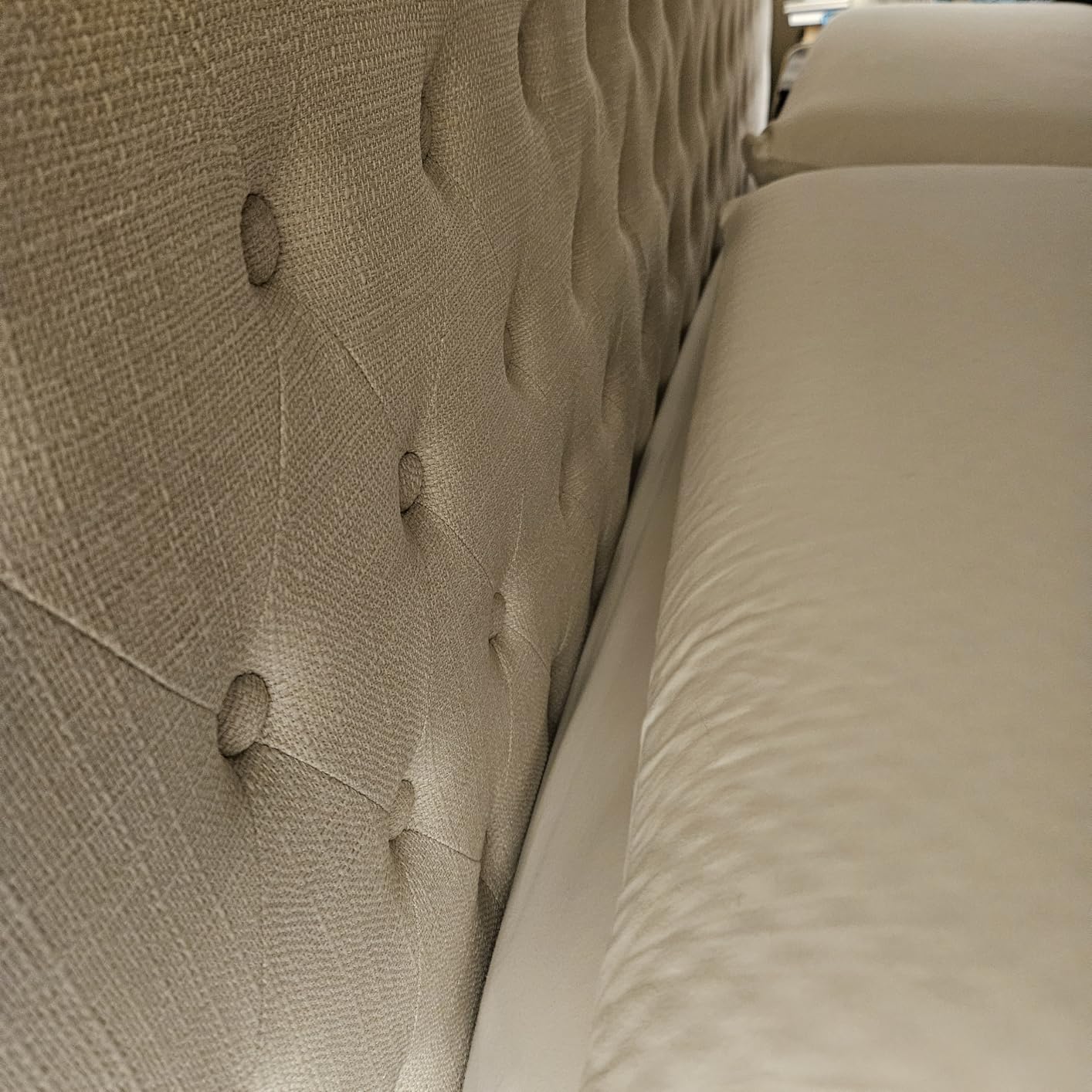 Furpopup Linen Upholstered Headboard King/Cal King Size Latest Model Wall Mount, Bed Frame Mount, Featuring High-Density Sponge Padding, Luxury Texture Easy Assembly Comfort and Style-Ivory customer photo 1