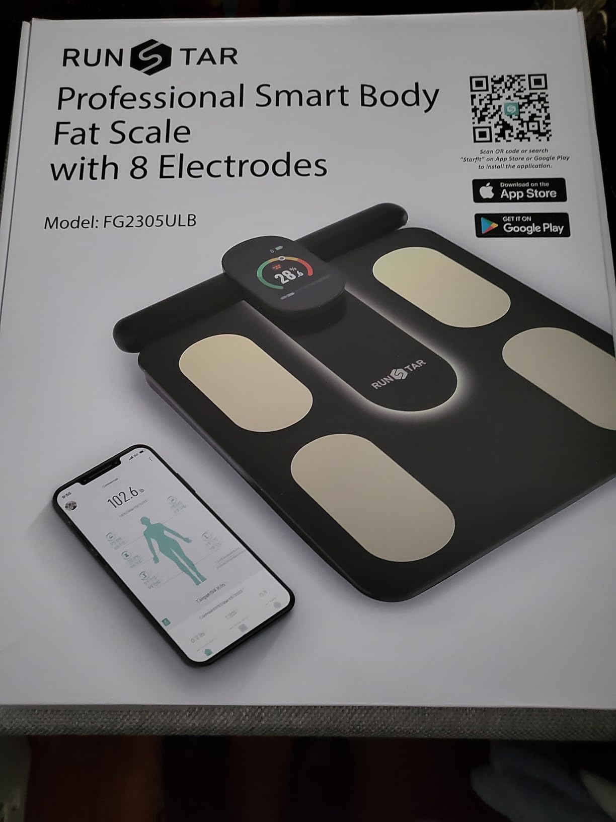Runstar Smart Scale FSA&HSA Eligible, 8 Electrodes Digital Bathroom Scale for Body Weight and Fat, BMI, Muscle Mass 28 Body Composition Measurement, Full-Color TFT LCD on Retractable Handle customer photo 1