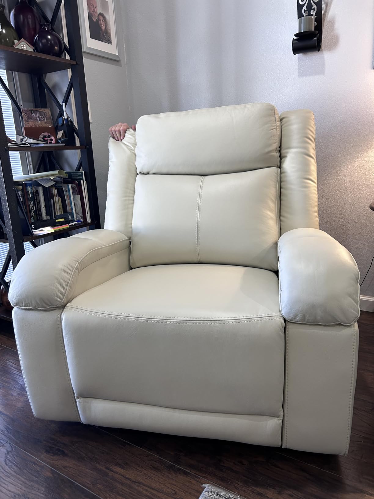 Watson & Whitely Genuine Leather Wall Hugger Power Recliner, Saddle Brown | Recliner Chair for Adults, Power Headrest, USB/Type-C Charging Ports, Electric Reclining Sofa Chair for Living Room, RV customer photo 2