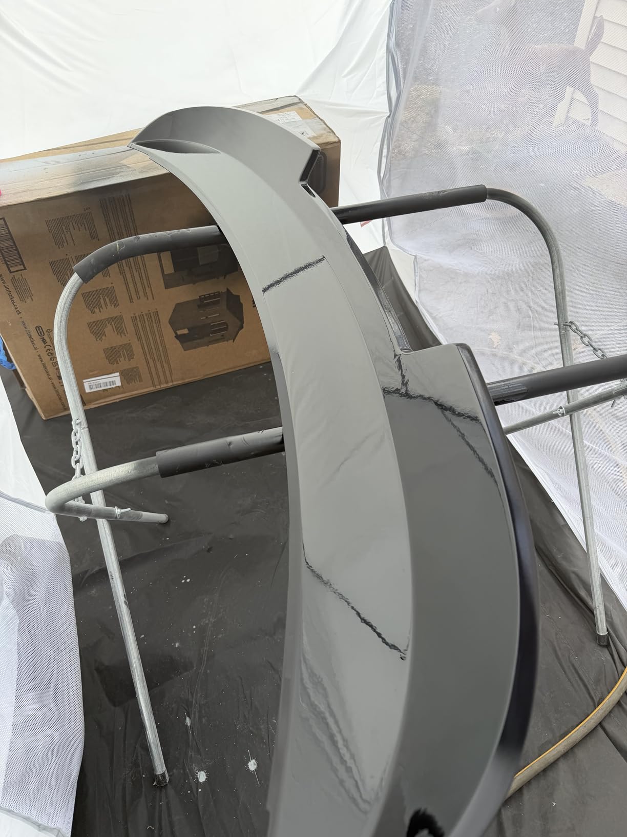 Portable Paint Booth Tent, Siebwin Extra Large 10(L) x6(W) x6.5(H) ft Spray Paint Tent with Built-in Floor & Mesh Screen & Windproof Hooks for Furniture DIY Hobby Tool Spray Paint Shelter, Gray customer photo 2