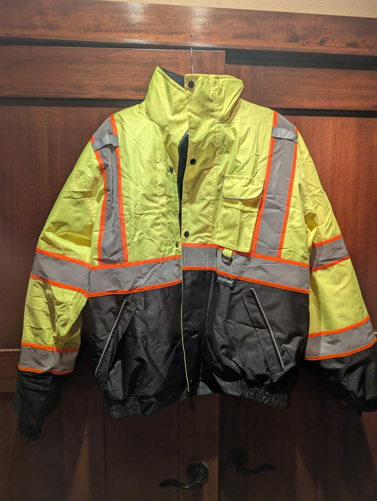 TICONN Waterproof Safety Bomber Jacket, Winter Rain Jacket Hi Vis Reflective, ANSI Class 3 Work Rain Coat customer photo 1