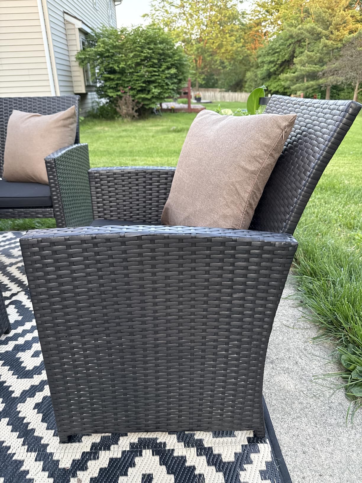 Best Choice Products 4-Piece Outdoor Wicker Patio Conversation Furniture Set for Backyard w/Coffee Table, Seat Cushions - Black/Deep Burgundy customer photo 2