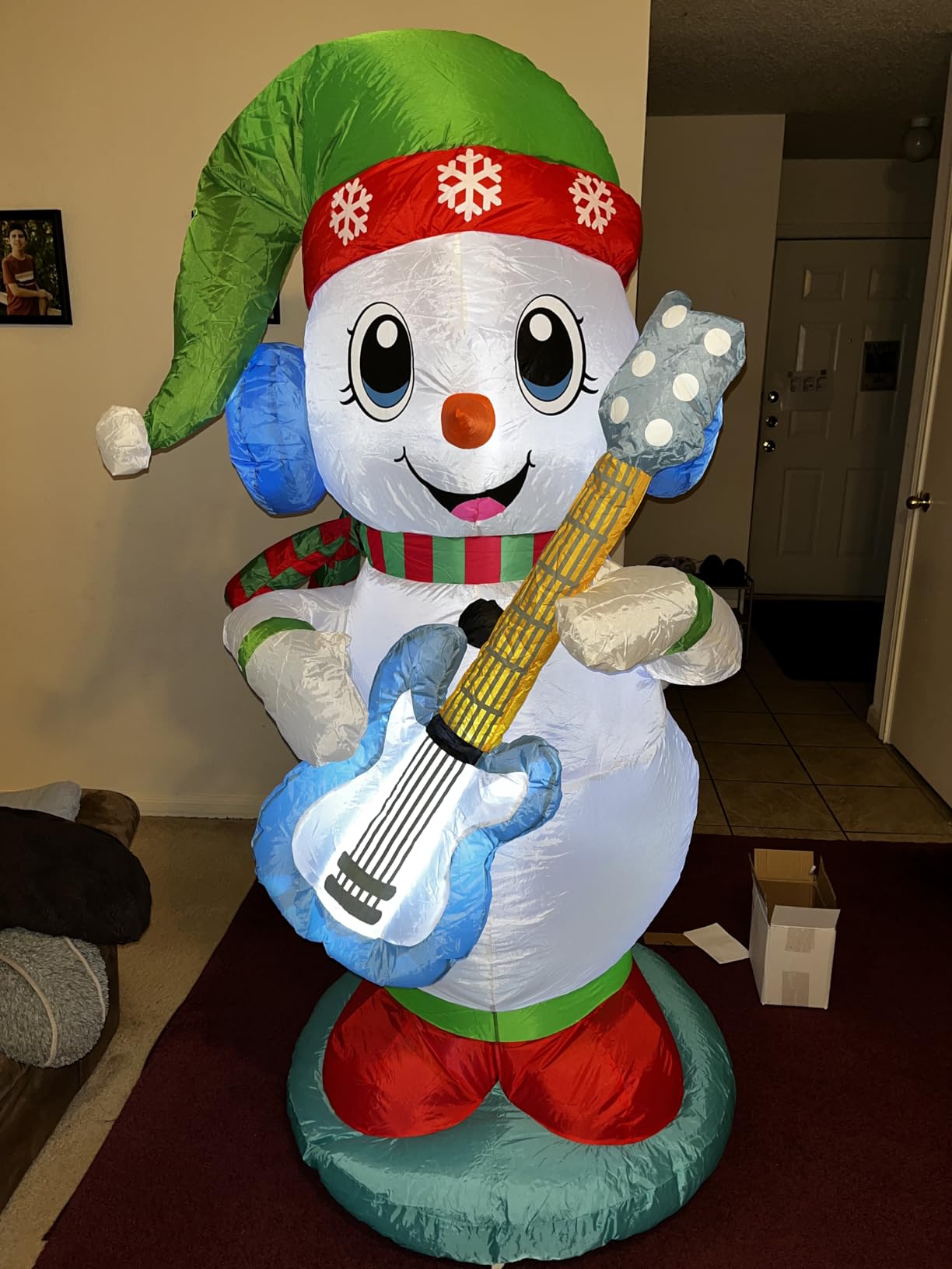 HZGDEJTG 6ft Christmas Inflatable Outdoor Decorations, Snowman Playing Guitar Inflatable Patio Decorations with LED Lights customer photo 1