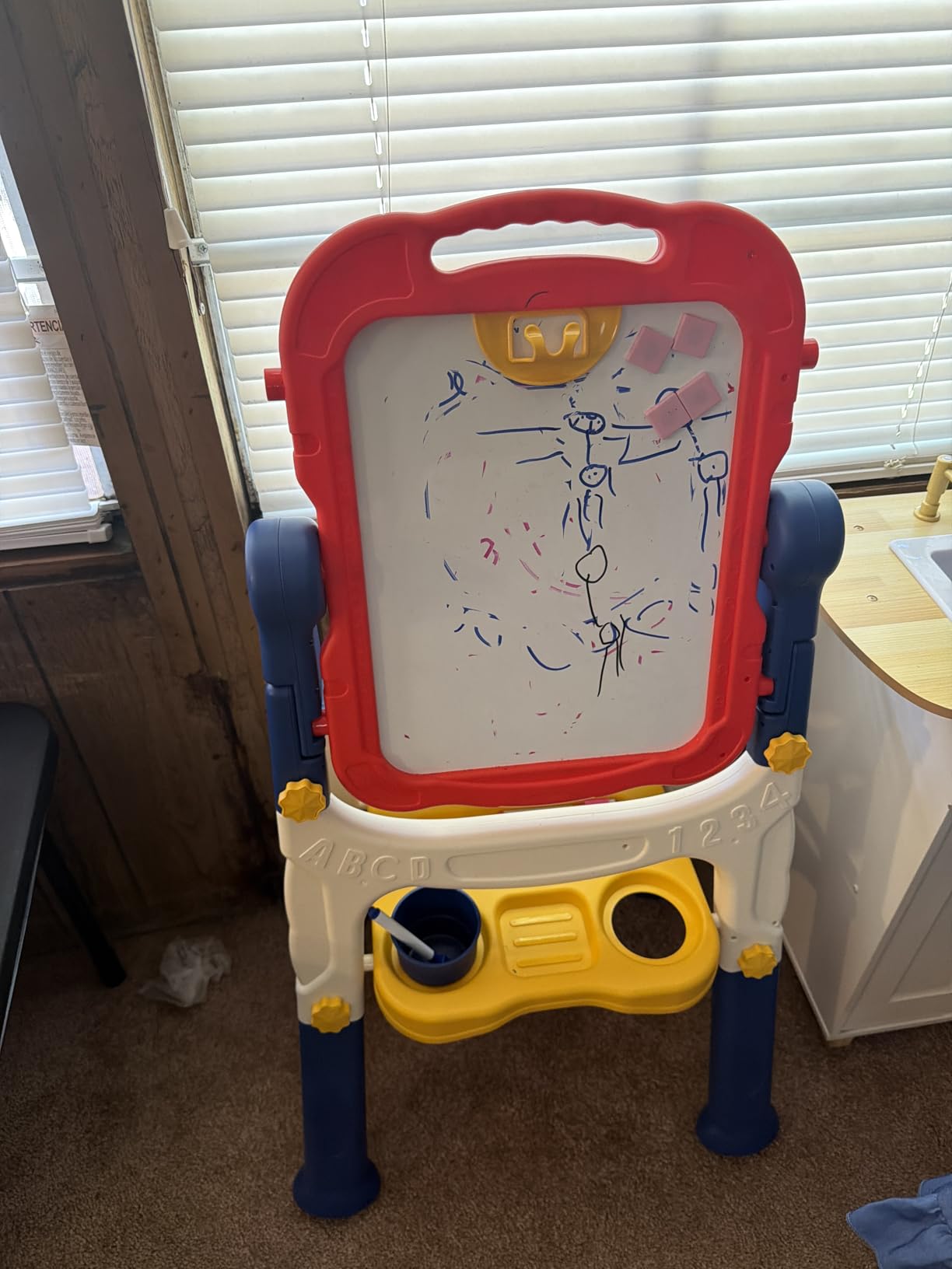 Kids Easel for Toddlers Age 2-4 Art Magnetic White Board & Chalkboard Double Side Adjustable Stand Drawing Writing Learning Educational Toy for 2 3 4 Year Boys Girl Birthday Gifts customer photo 1