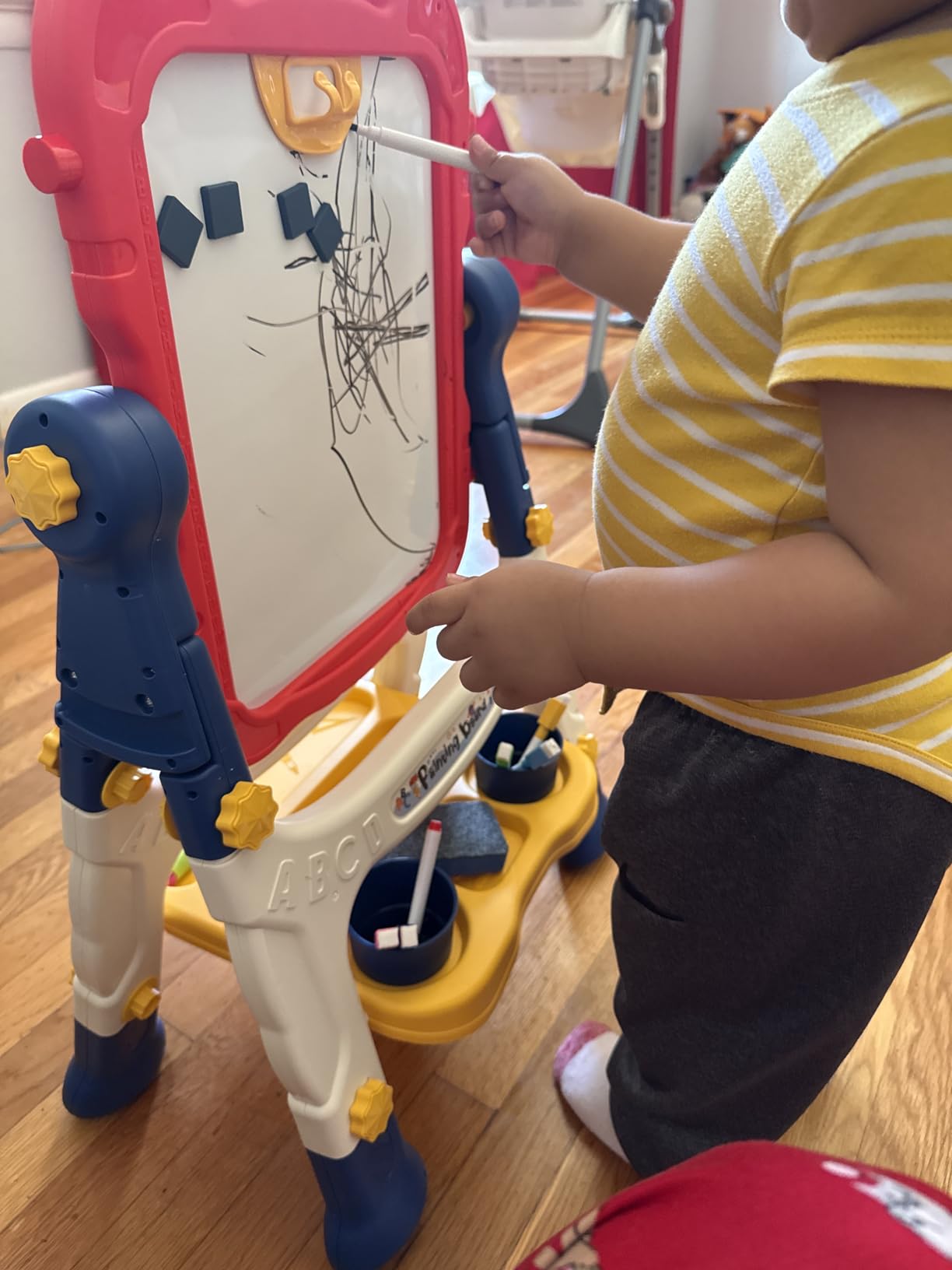 Kids Easel for Toddlers Age 2-4 Art Magnetic White Board & Chalkboard Double Side Adjustable Stand Drawing Writing Learning Educational Toy for 2 3 4 Year Boys Girl Birthday Gifts customer photo 2