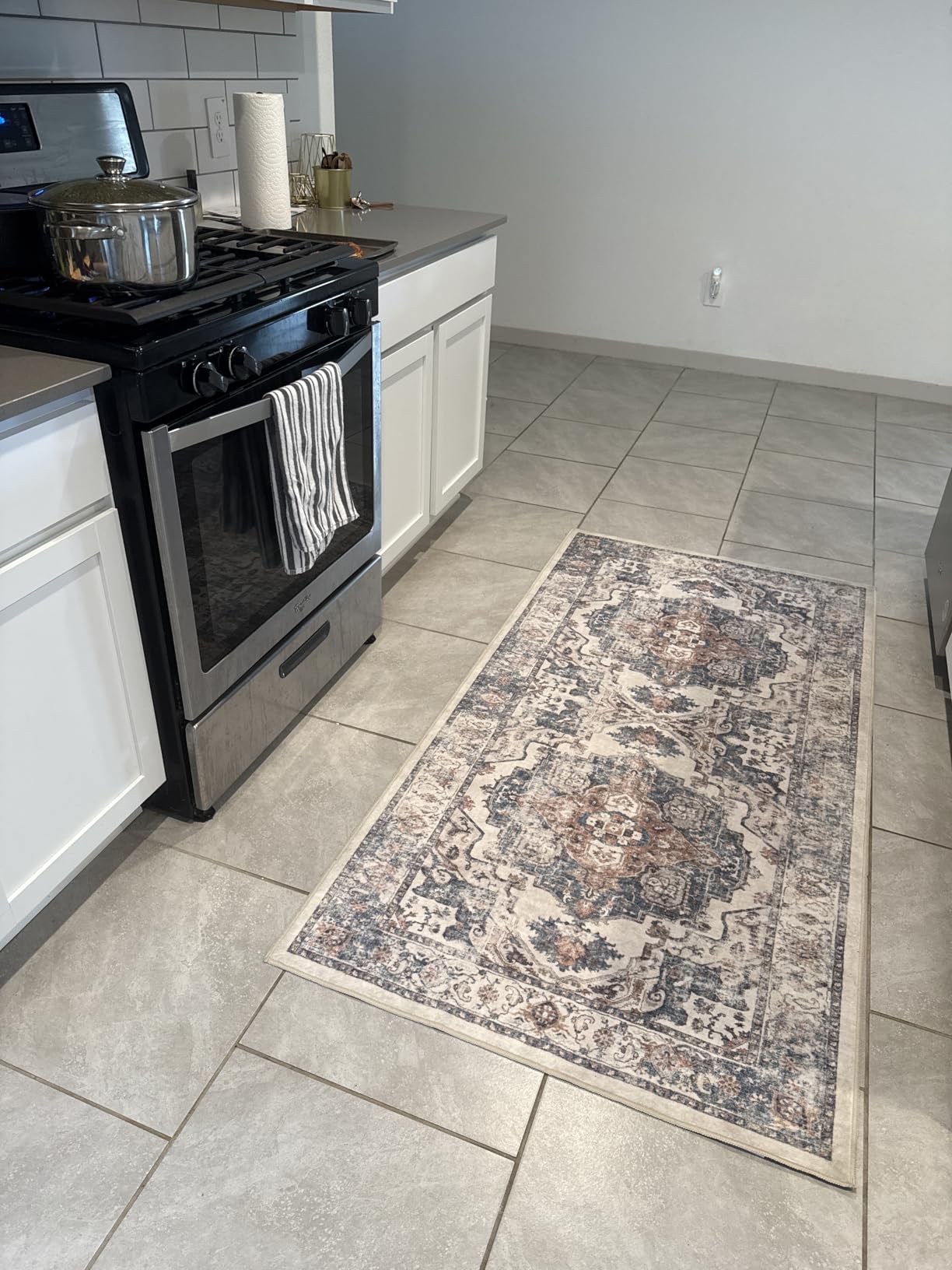 2x6 Hallway Washable Runner Rug - Vintage Soft Kitchen Laundry Runner with Non Slip Backing Farmhouse Entryway Living Room Floor Mat Stain Resistant Carpet customer photo 2