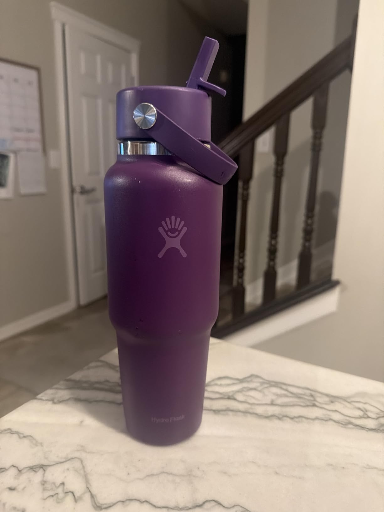 Hydro Flask Travel Water Bottle - Insulated Stainless Steel - Wide Straw Lid, Non Spill, Leakproof in 32 Oz Black customer photo 2