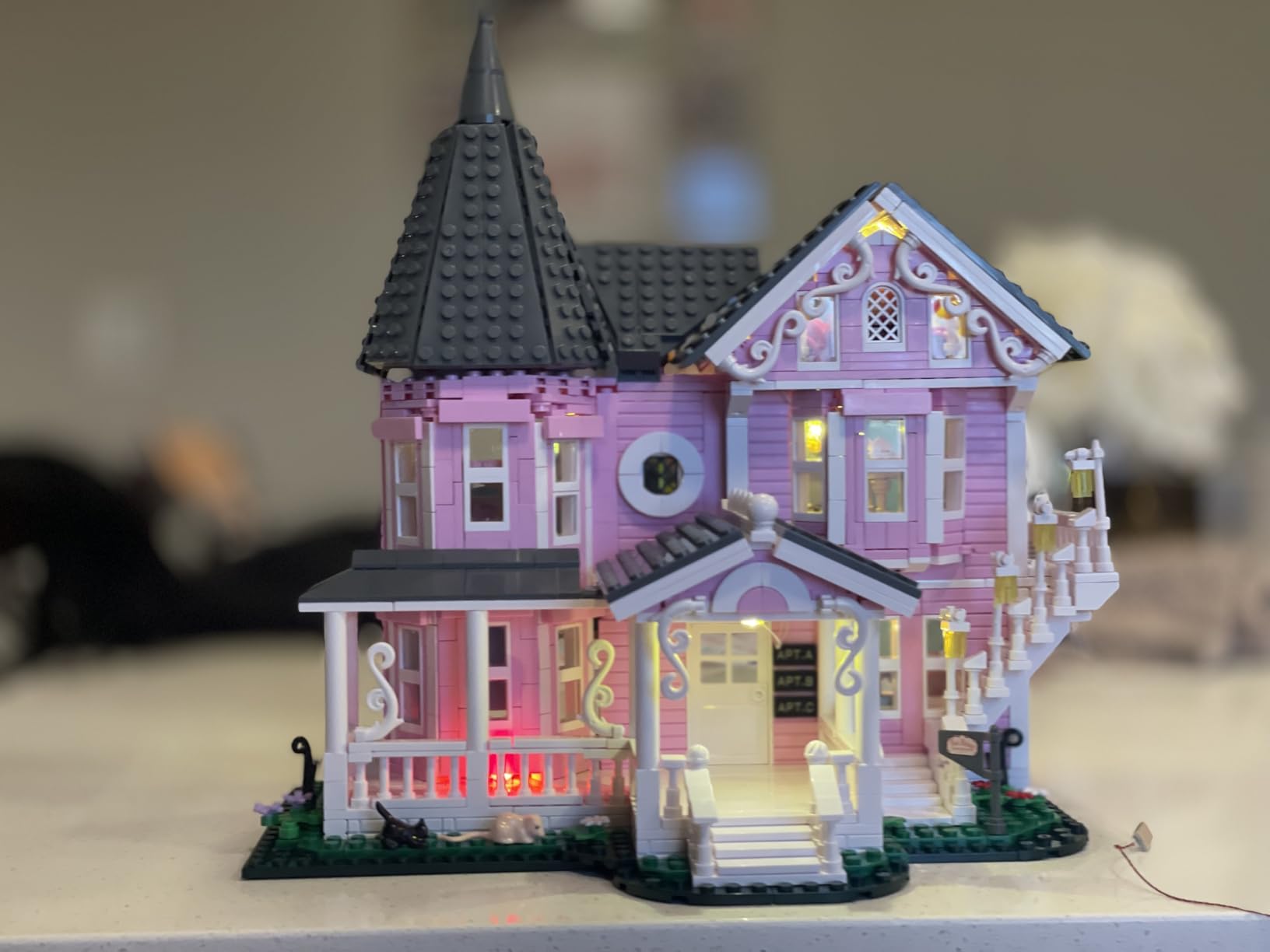 Pink Palace House Building Set with Lights, Halloween Haunted House Blocks Toy, Halloween House Kit for Kids Adults, Compatible with Lego, Christmas for Girls and Boys, Aged 8+ (1349PCS) customer photo 1