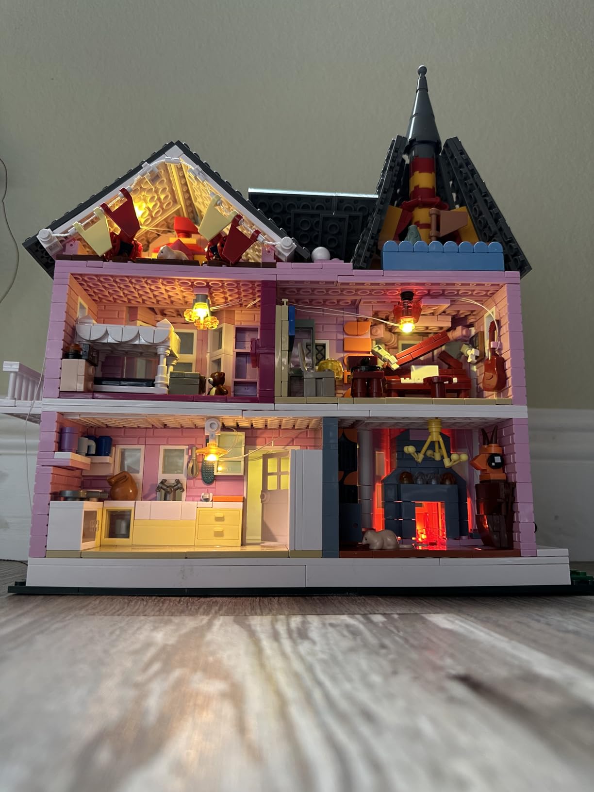 Pink Palace House Building Set with Lights, Halloween Haunted House Blocks Toy, Halloween House Kit for Kids Adults, Compatible with Lego, Christmas for Girls and Boys, Aged 8+ (1349PCS) customer photo 2