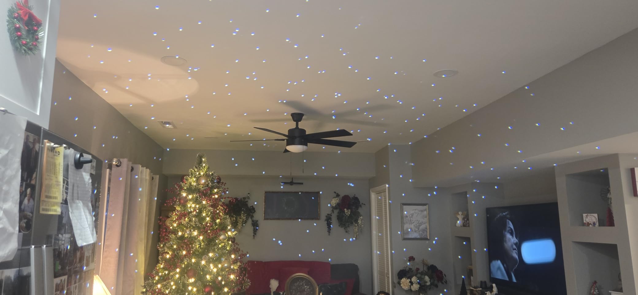 AIRIVO Outdoor Laser Lights Projector, White Laser Fairy Lights Projector, Christmas Snowflake Projector 3 Lighting Modes with Remote Control, Holiday Halloween Decor for Home, Garden, Trees, White Laser customer photo 1