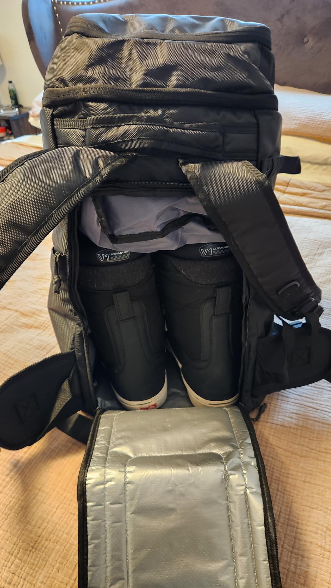OutdoorMaster Ski Boot Bag, Snowboard Boots Travel Backpack for Helmet, Ski Shoes, Goggles, Gloves and Accessories, Waterproof Exterior & Bottom customer photo 2