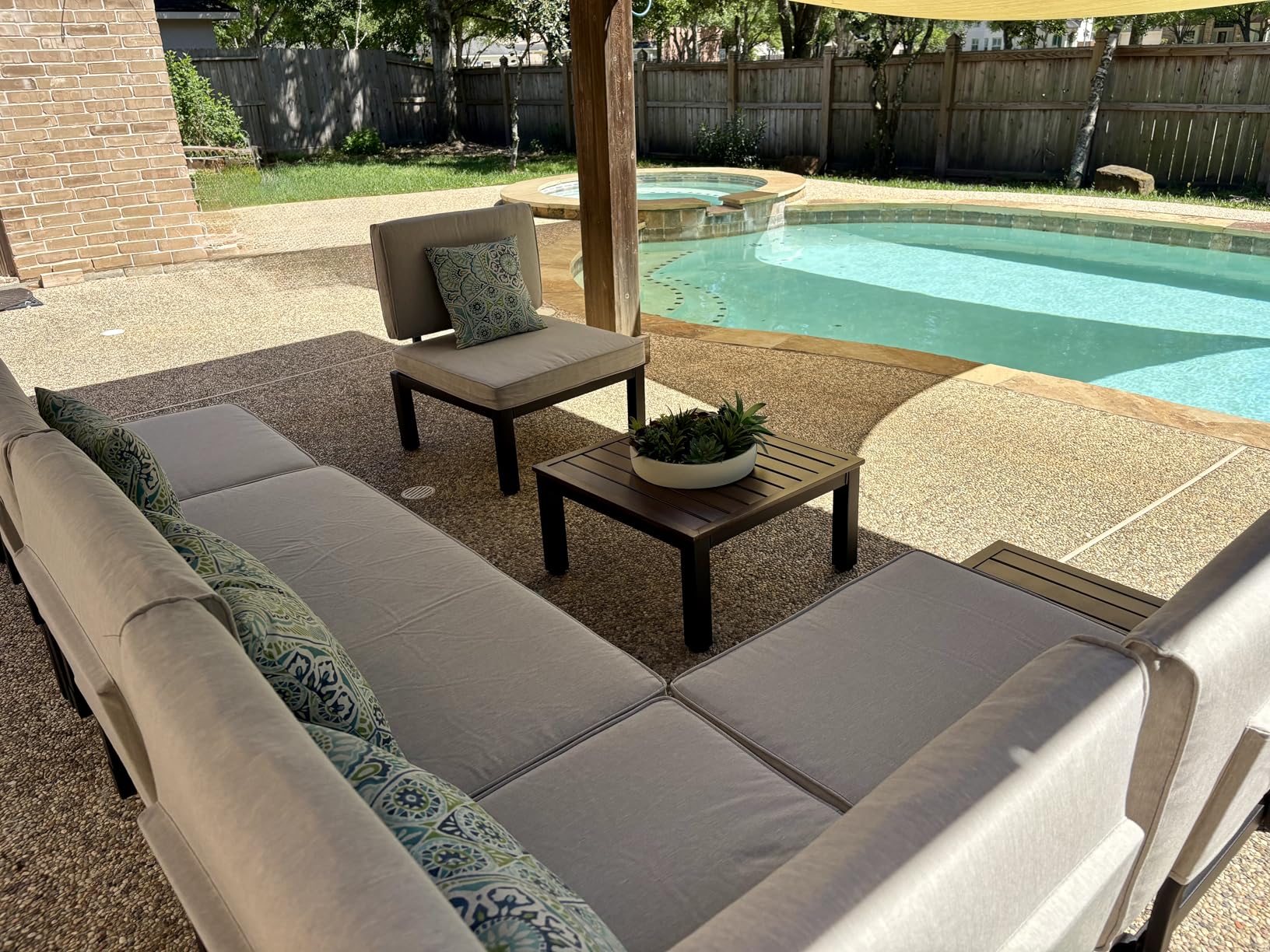 Sophia & William 9PCS Patio Furniture Set, Metal Outdoor Sectional Sofa Patio Conversation Set - 2 Single Sofa with Side Table, 4 Single Couch, 2 Loveseat, 1 Tea Table customer photo 2