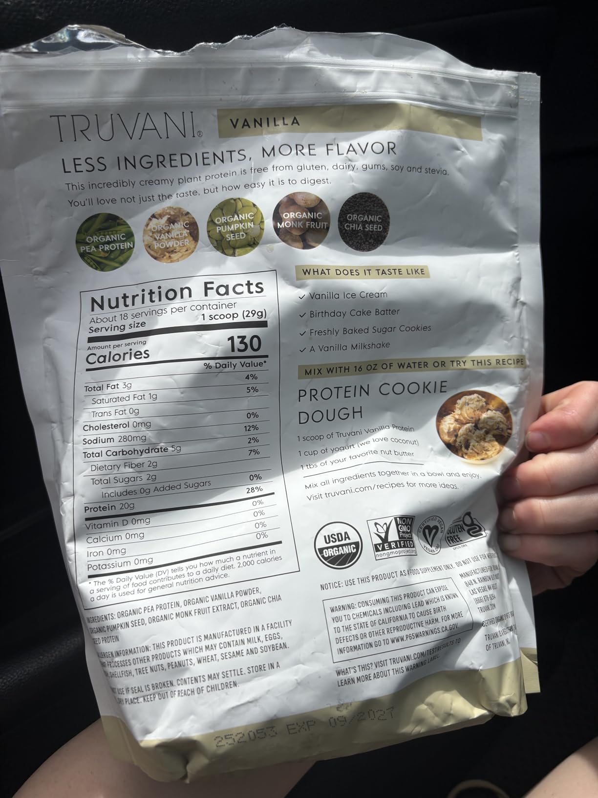 Truvani Organic Plant Based Protein Powder, Vanilla, 20g Pea Protein, 18 Servings, Vegan & Keto customer photo 2