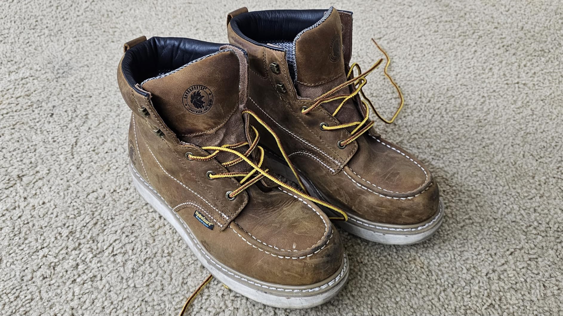 ROCKROOSTER Edgewood Waterproof Moc Toe Work Boots for Men, 6