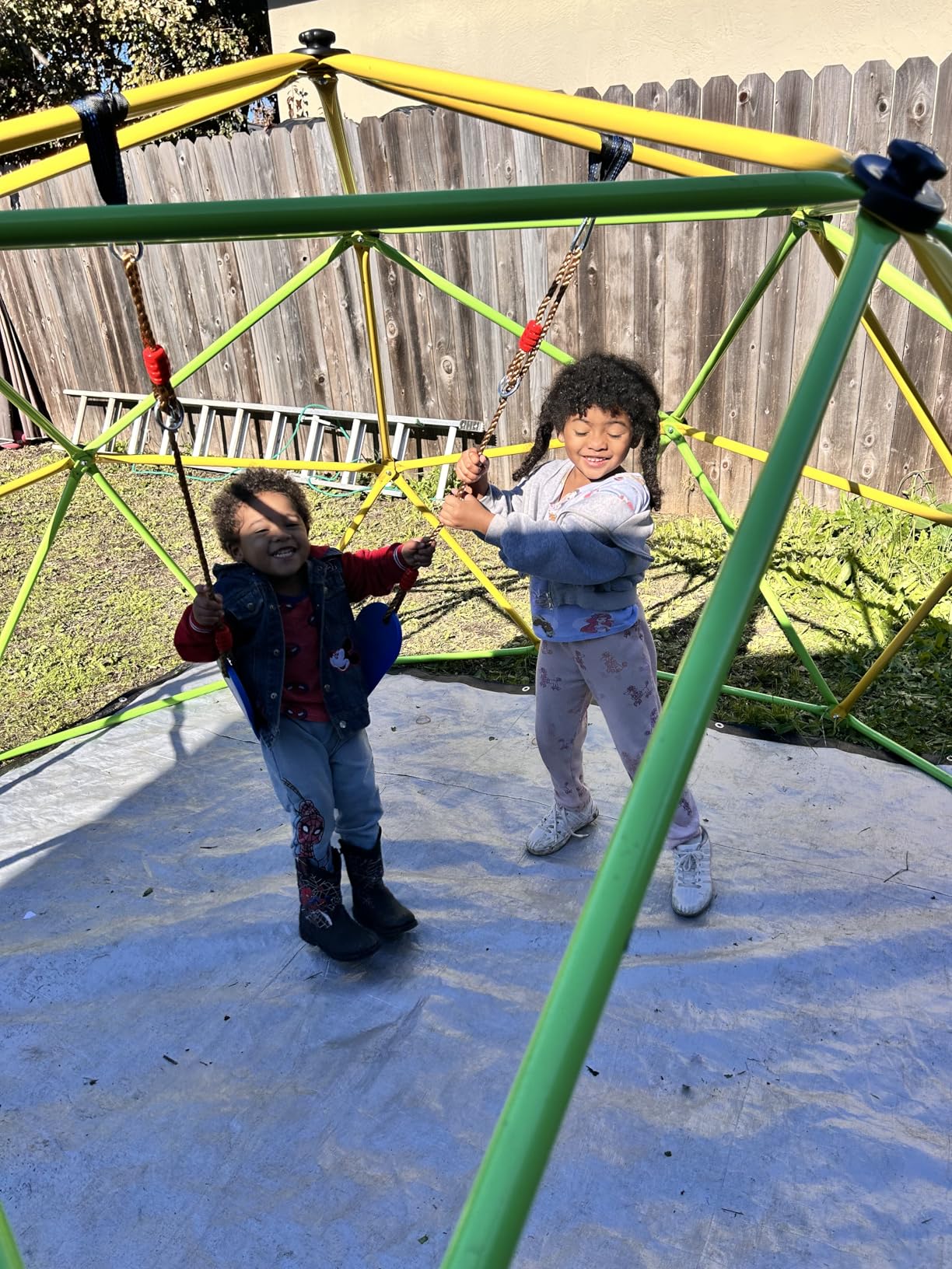 Easyego Climbing Dome, 10FT Jungle Gym with Swing for Kids 3 to 10 Outdoor Play Equipment, Supports 800lbs Toddler Play Set, Anti-Rust & Easy Assembly, Gift for Boys Girls (Yellow & Green) customer photo 1