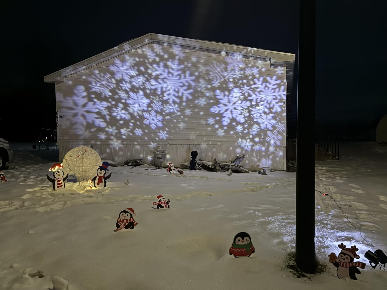 Christmas Snowflake Projector Lights Outdoor - Double Head Dynamic Snowflake Projector Lights with Waterproof Holiday Decorative Lighting for Indoor Outdoor, Xmas, Party, Yard Wall Decor customer photo 1