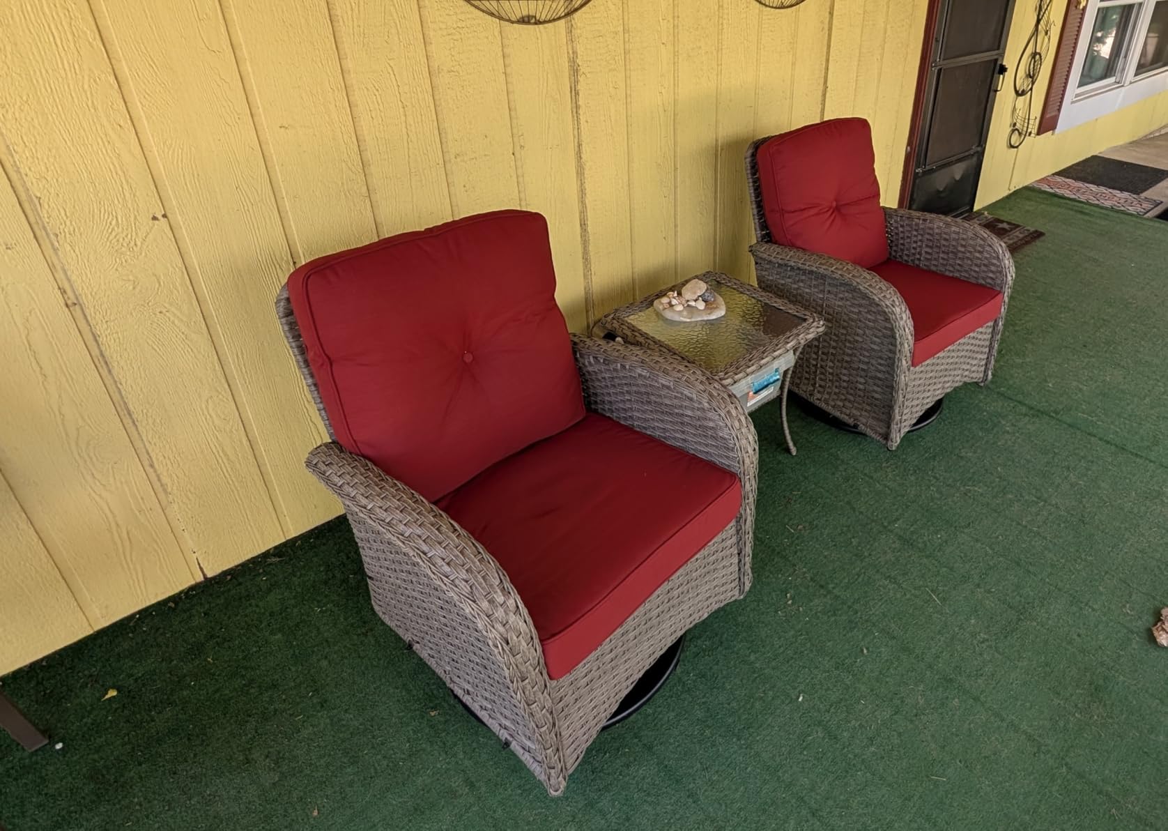 Belord 5 Piece Outdoor Patio Furniture Set with Deep Seating Swivel Rocker Chairs Loveseat and Rattan Coffee Table Outdoor Conversation Sets for Deck Backyard Poolside customer photo 1