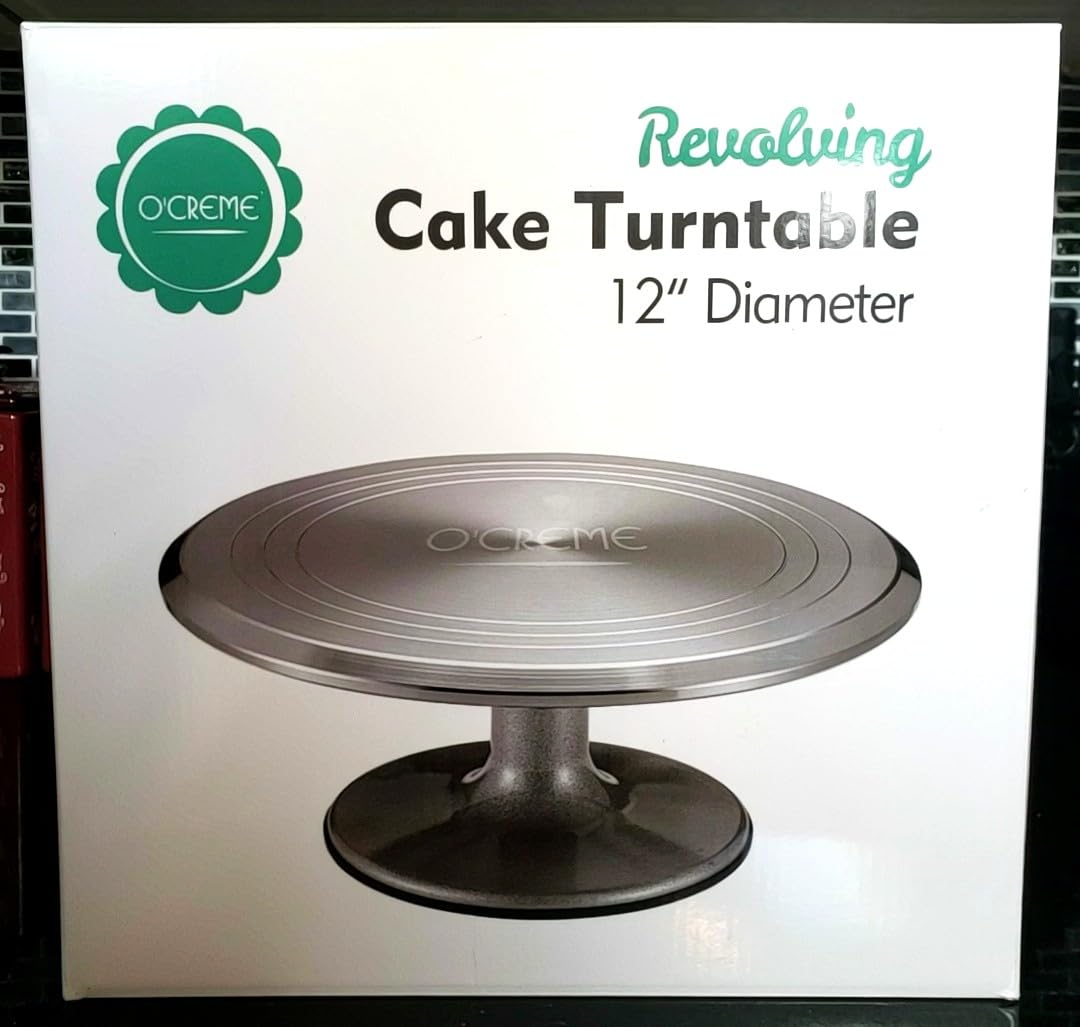 O'Creme Cake Turntable Stand, 12 inch - Heavy-Duty Aluminum Alloy Rotating Turn Table Display Lazy Susan for Decorating Cakes & Cupcakes with Non-Slip Base- Ideal for Weddings, Birthdays customer photo 2