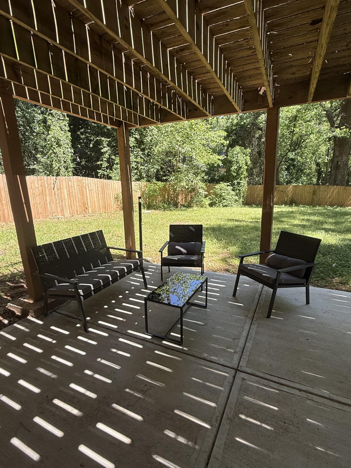 Ahomly 4-Piece Outdoor Wicker Patio Furniture Set with Deep Seating Cushions and Table for Balcony, Backyard, and Porch (Beige) customer photo 1