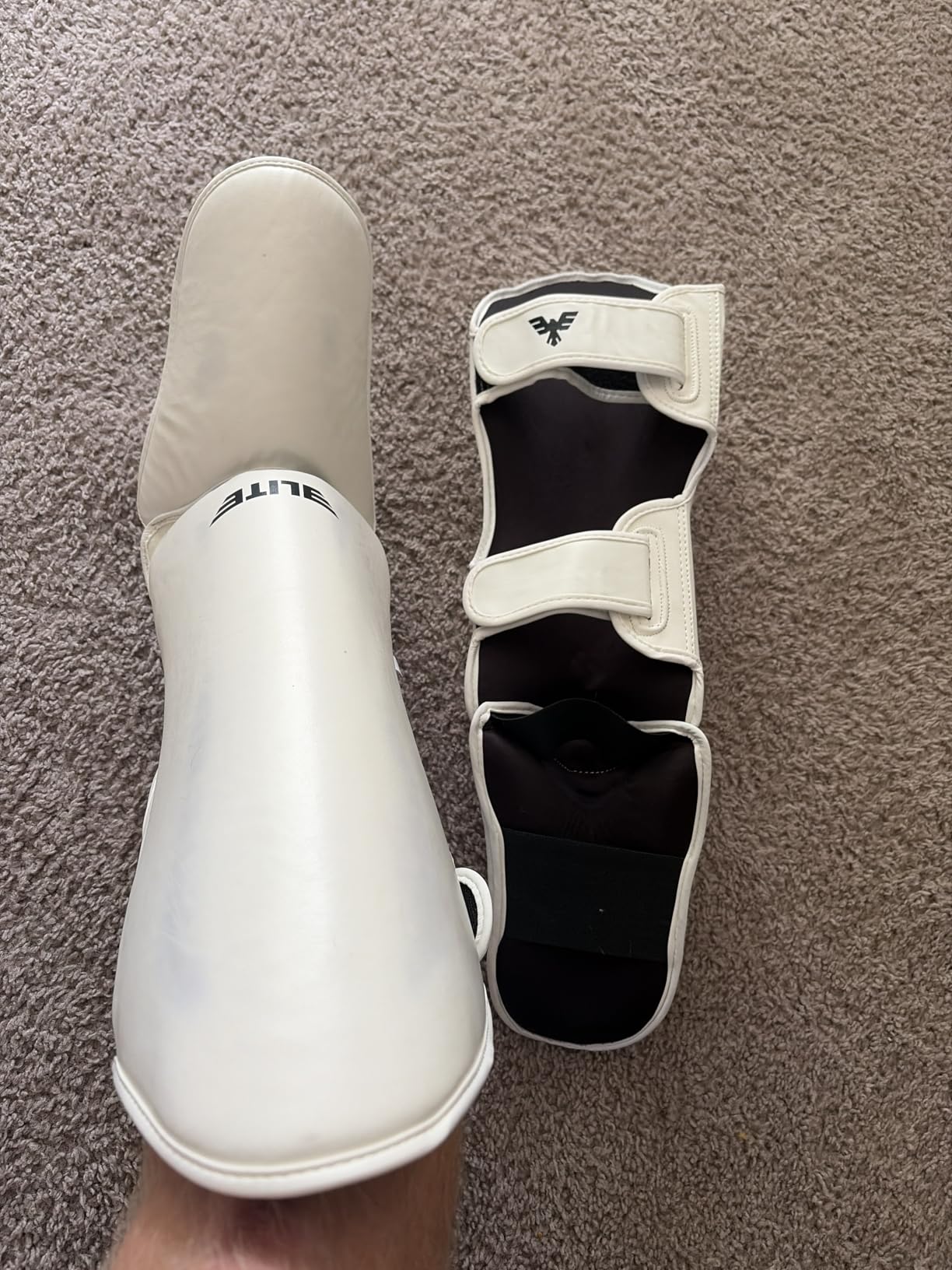 Elite Sports Muay Thai Shin Guards Kickboxing MMA Muay Thai Leg Instep Protective Pads, Martial Art Kicking Sparring Training Gear for BJJ Karate Boxing Taekwondo customer photo 2