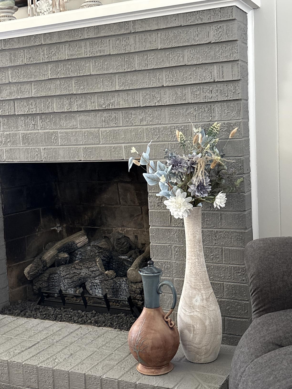 Hanobe Floor Vase Home Decor: 22 inch Tall Decorative Wood Vases for Living Room Large Rustic Farmhouse Boho Vase for Dining Table Centerpiece Bedroom Corner Hallway customer photo 2