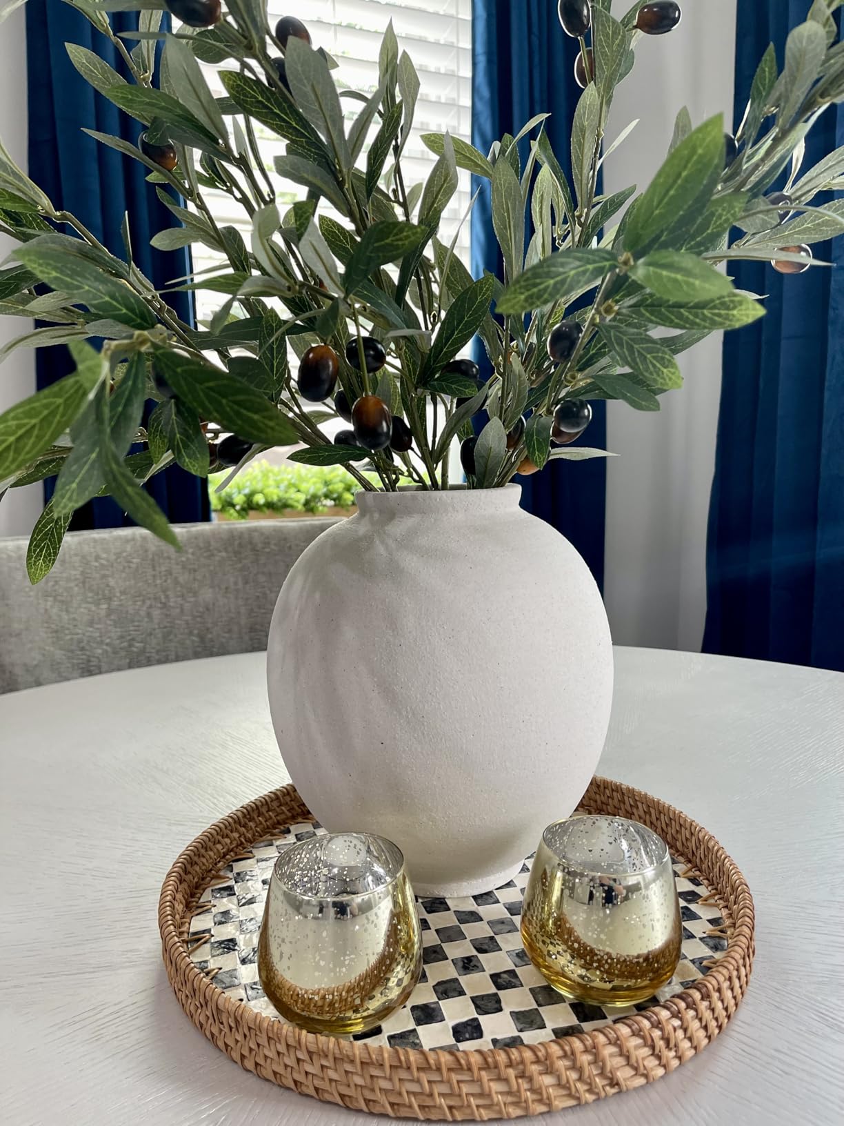 Large White Ceramic Vase - 9.8 Inch Rustic Farmhouse Flower Vase for Home Decor, Minimalist Tall Vases for Living Room, Table, Bathroom, Holiday & Weddings (Sandstone White) customer photo 1